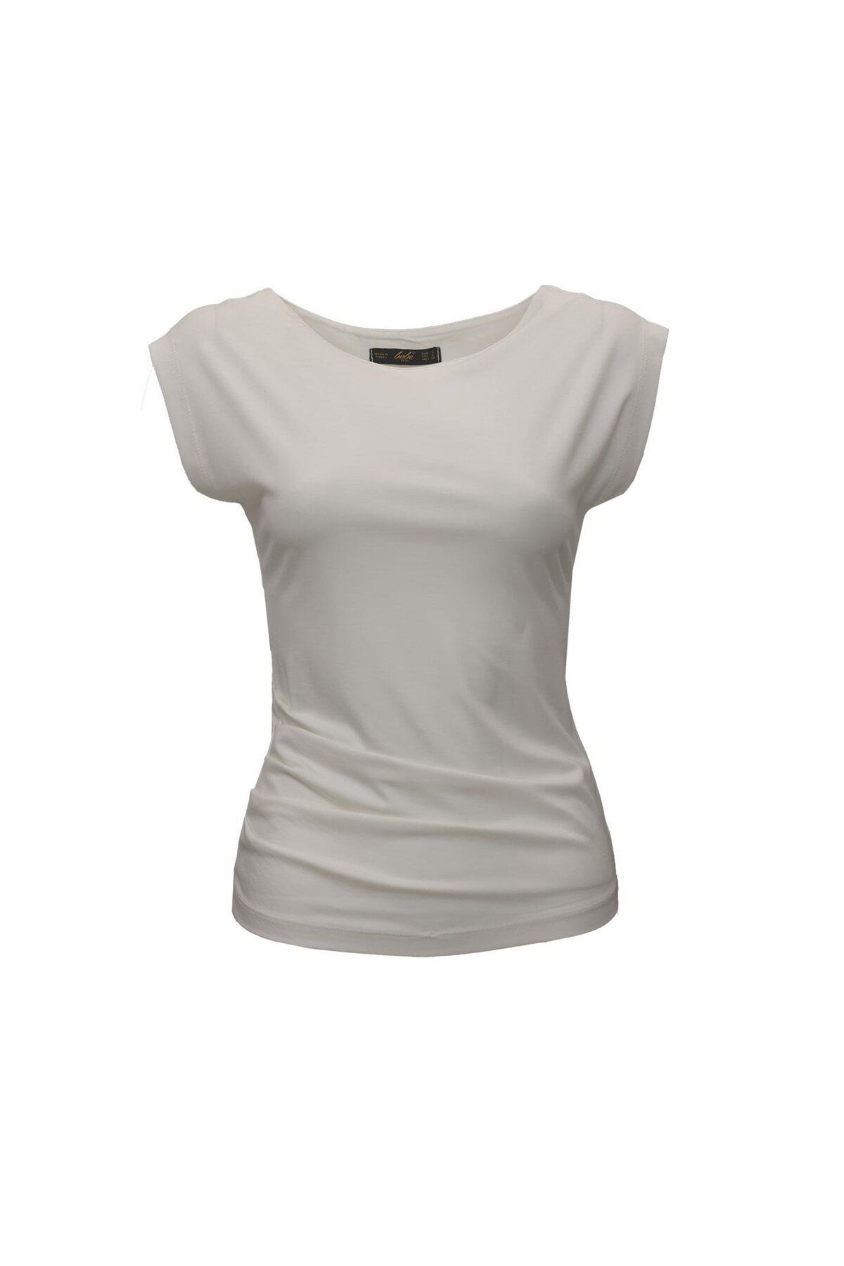Sezgi Tekin Bel Drape Ekru Modal Bluz