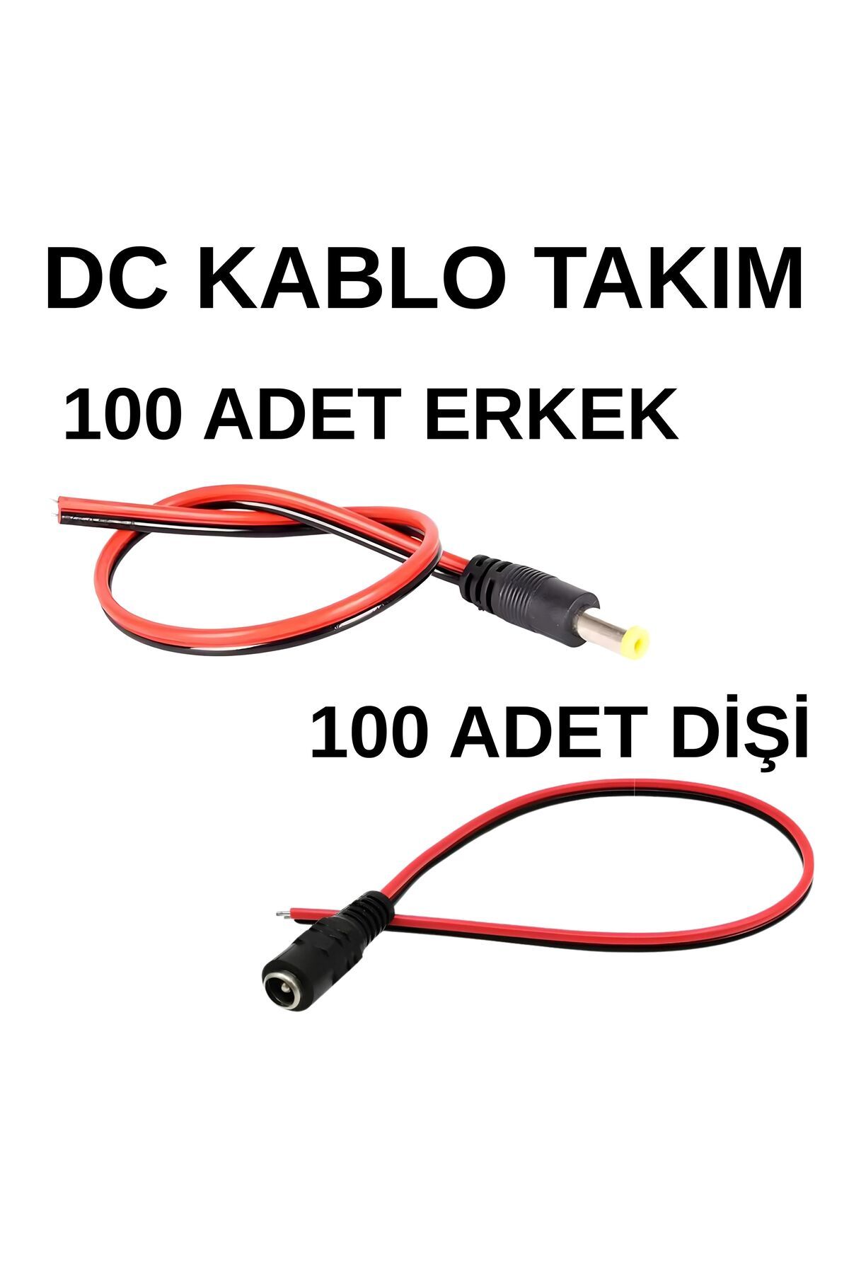 SpeedUF 5.5x2.1 Mm Dc Adaptör Kablosu Takımı 100’lü Set (100 Erkek + 100 Dişi), 12v Led Uyumlu