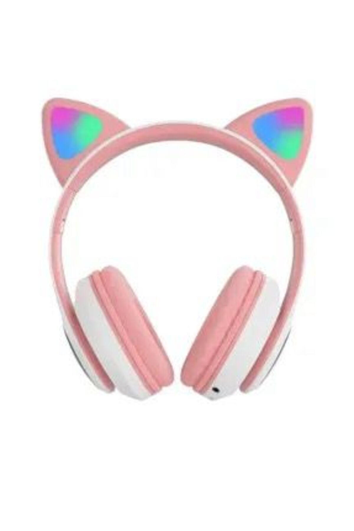 NETAVANTAJ LED Işıklı Kedi Kulaklı Kulak Üstü Katlanabilir Kablosuz Bluetooth Kulaklık Pembe