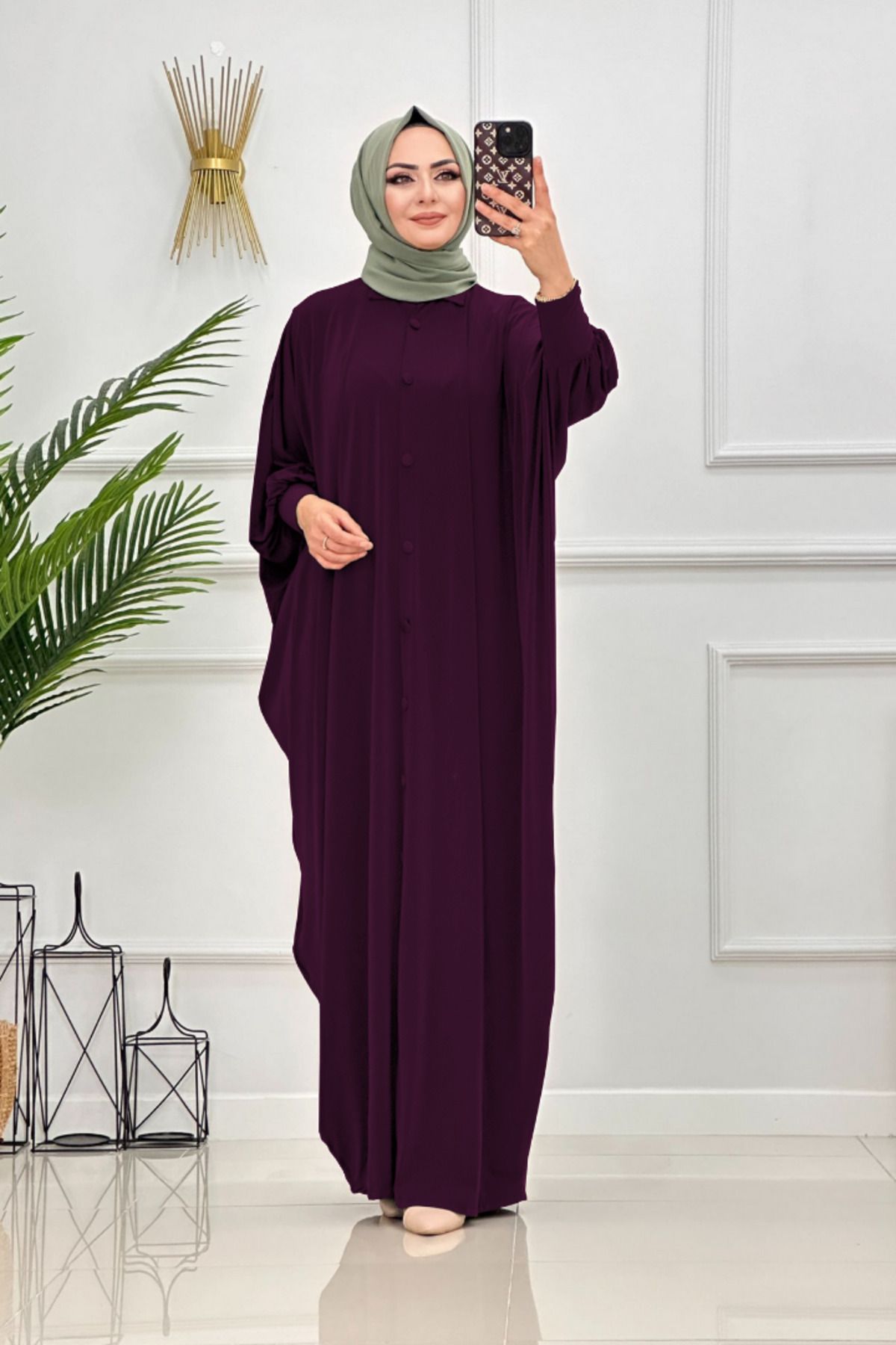 NİSUM MODA YARASA KOL DÜĞMELİ FERACE
