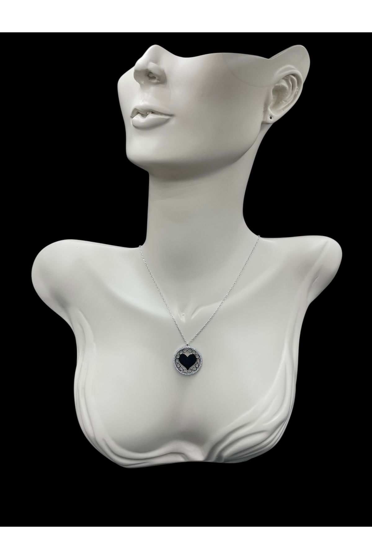 nefjewelrydesign 925 Ayar Gümüş 48cm Sonsuzlukta Sarılı Kalp Kolye