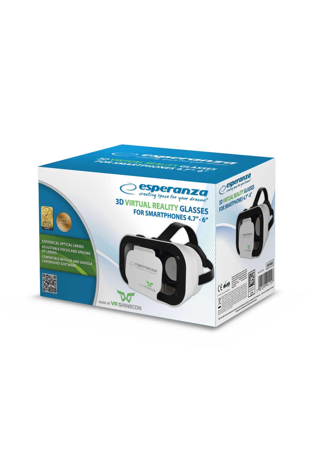 ESPERANZA-Ochelari VR Esperanza EMV400 SHINECON 4.7" - 6" Negru-Alb 3D 5
