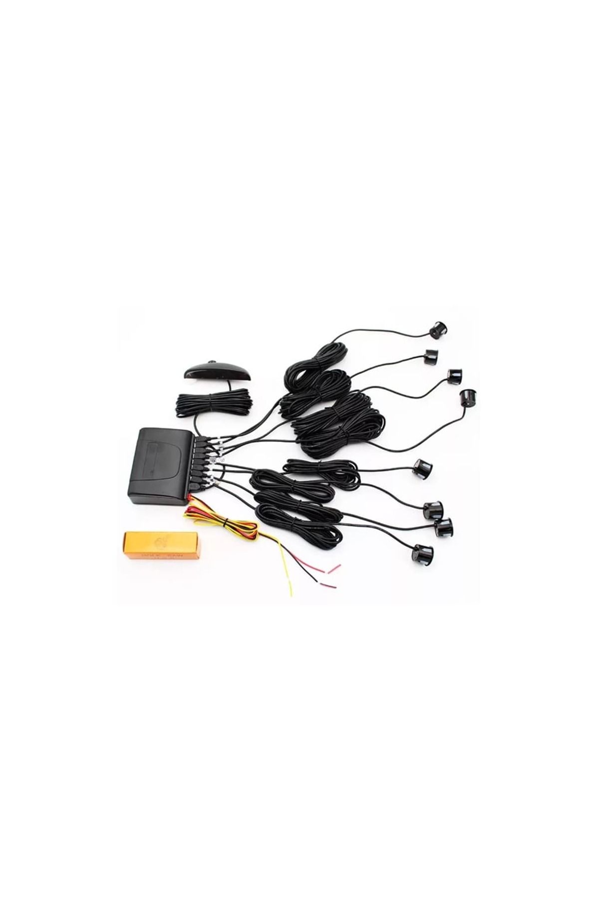 AUTOREY-Black front+rear parking sensors with 8 sensors, display and audible warning 10