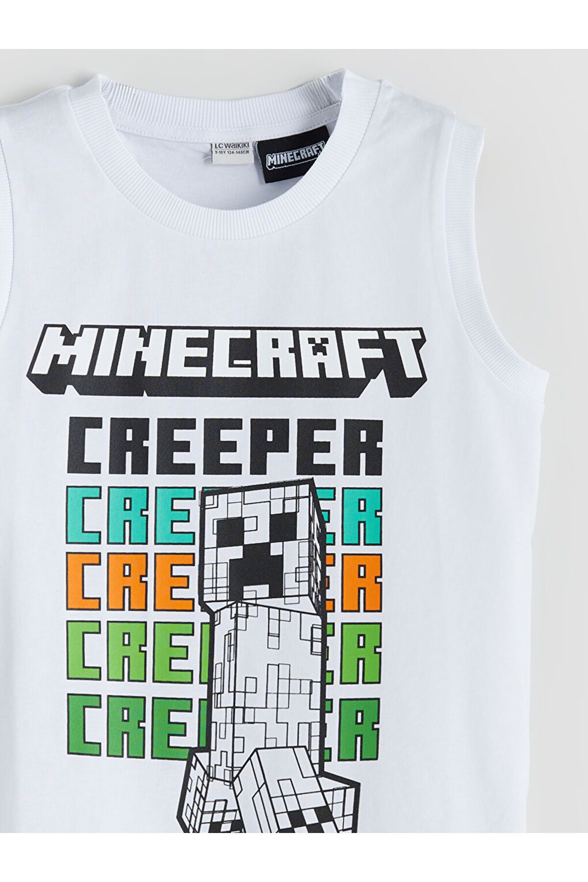 LC Waikiki Yeni Sezon Bisiklet Yaka Minecraft Baskili Erkek Cocuk Atlet - S5IV34Z4