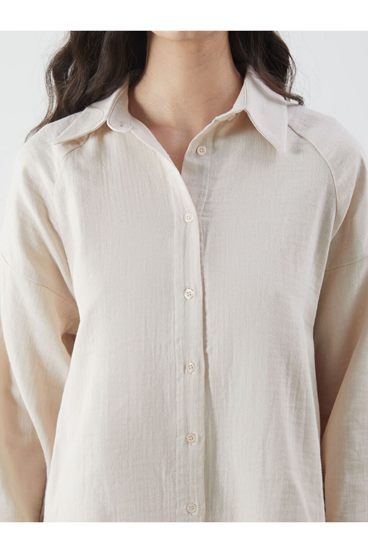 LC Waikiki Yeni Sezon Oversize Muslin Kadin Gomlek - S5MU21Z8