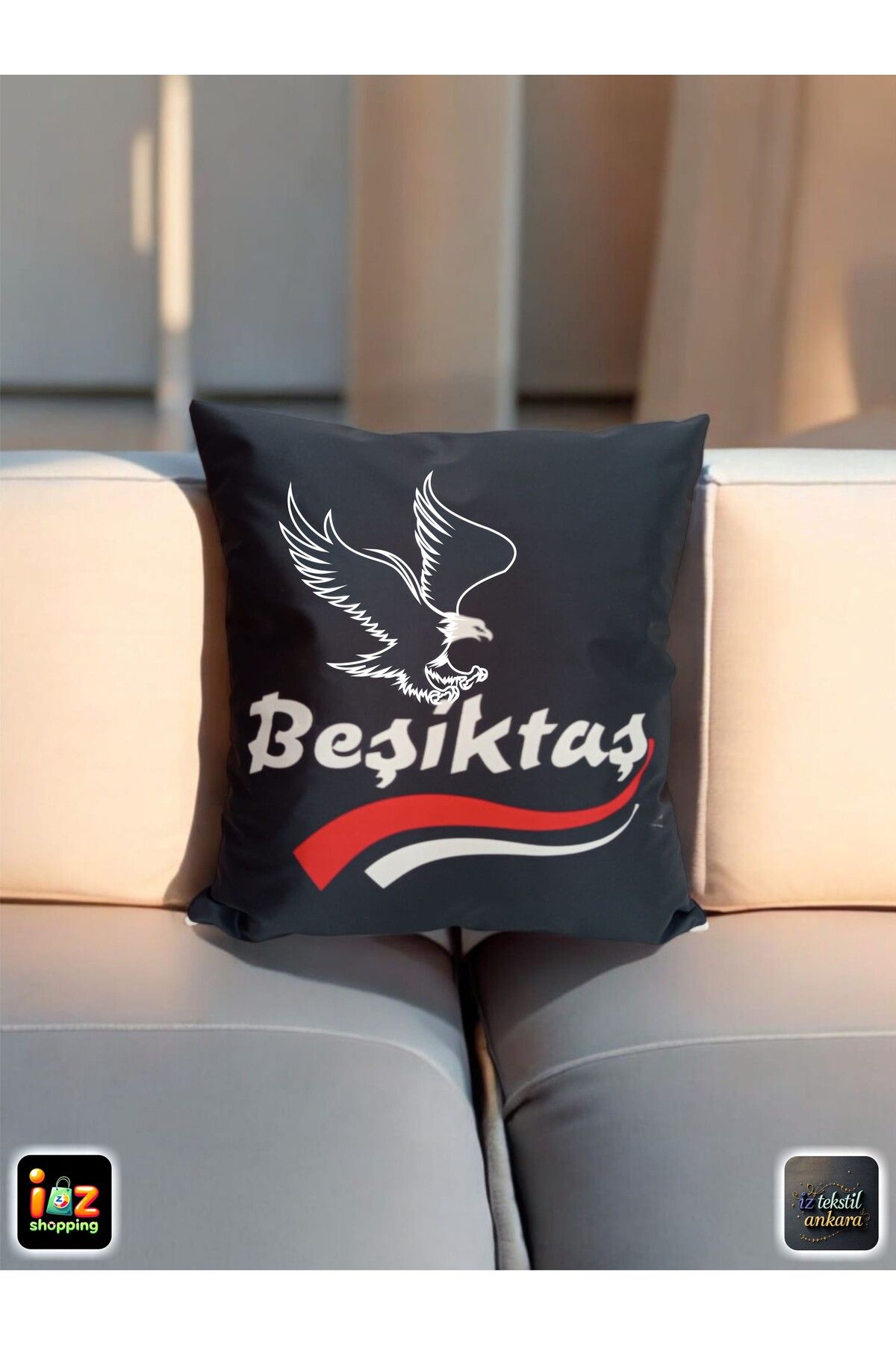İZ WORTH WEARİNG BEŞİKTAŞ YAZILI RAŞEL KUMAŞ DİJİTAL BASKI 40X40cm.1 adet fiyatıdır.(ARKA VE ÖN AYNI BASKIDIR.)