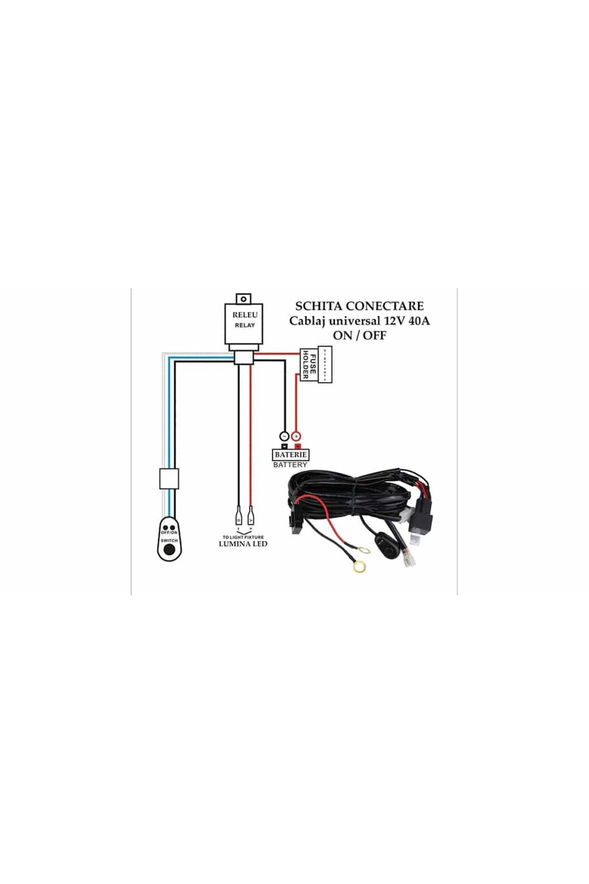 AUTOREY-Wiring Installation with Button and Relay, for Led Projector and Led Bar 3