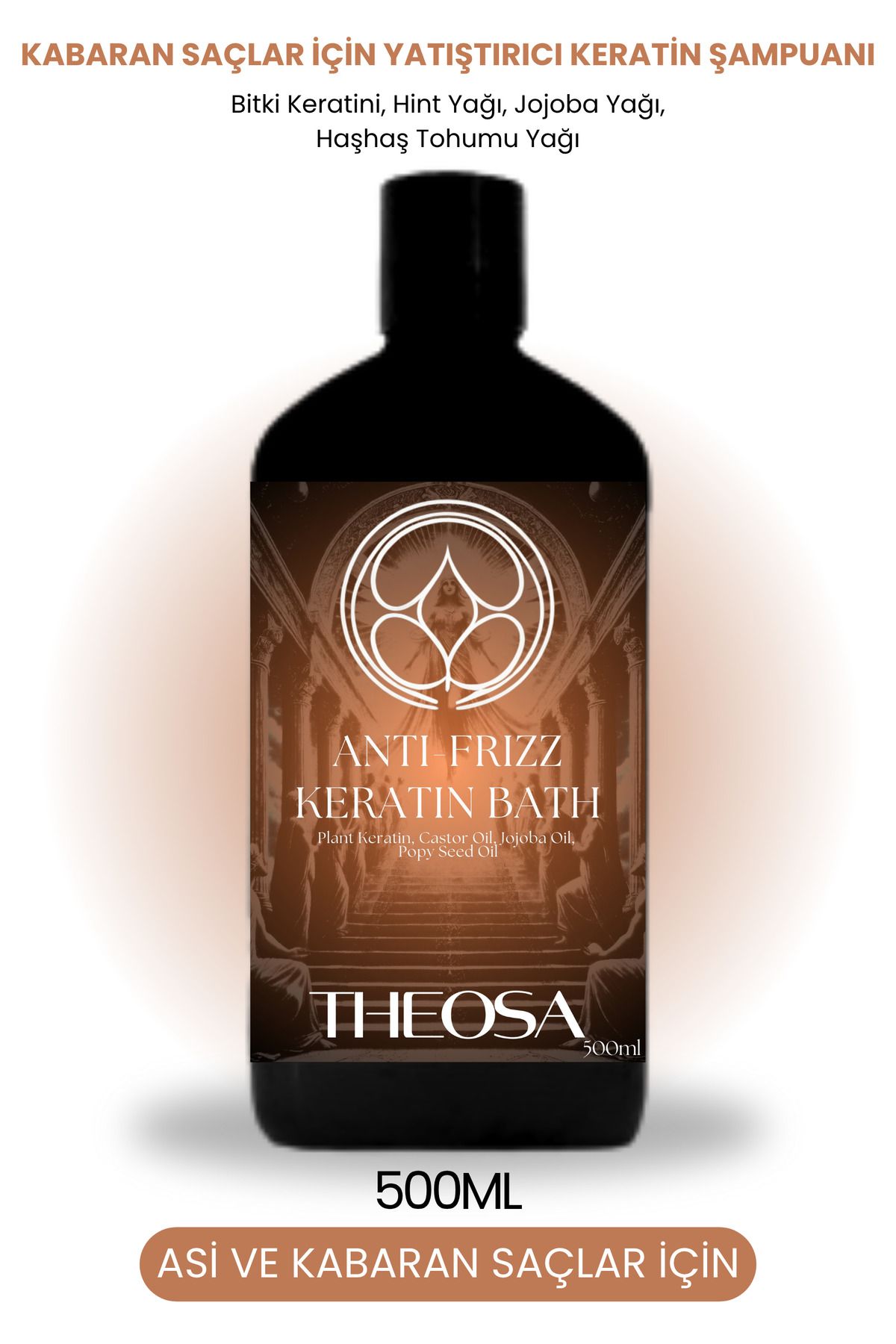 THEOSA Anti-Frizz Keratin Bath 500 ml Şampuan ( Asi ve Kabaran Saçlar için Yatıştırıcı Keratin Şampuanı )