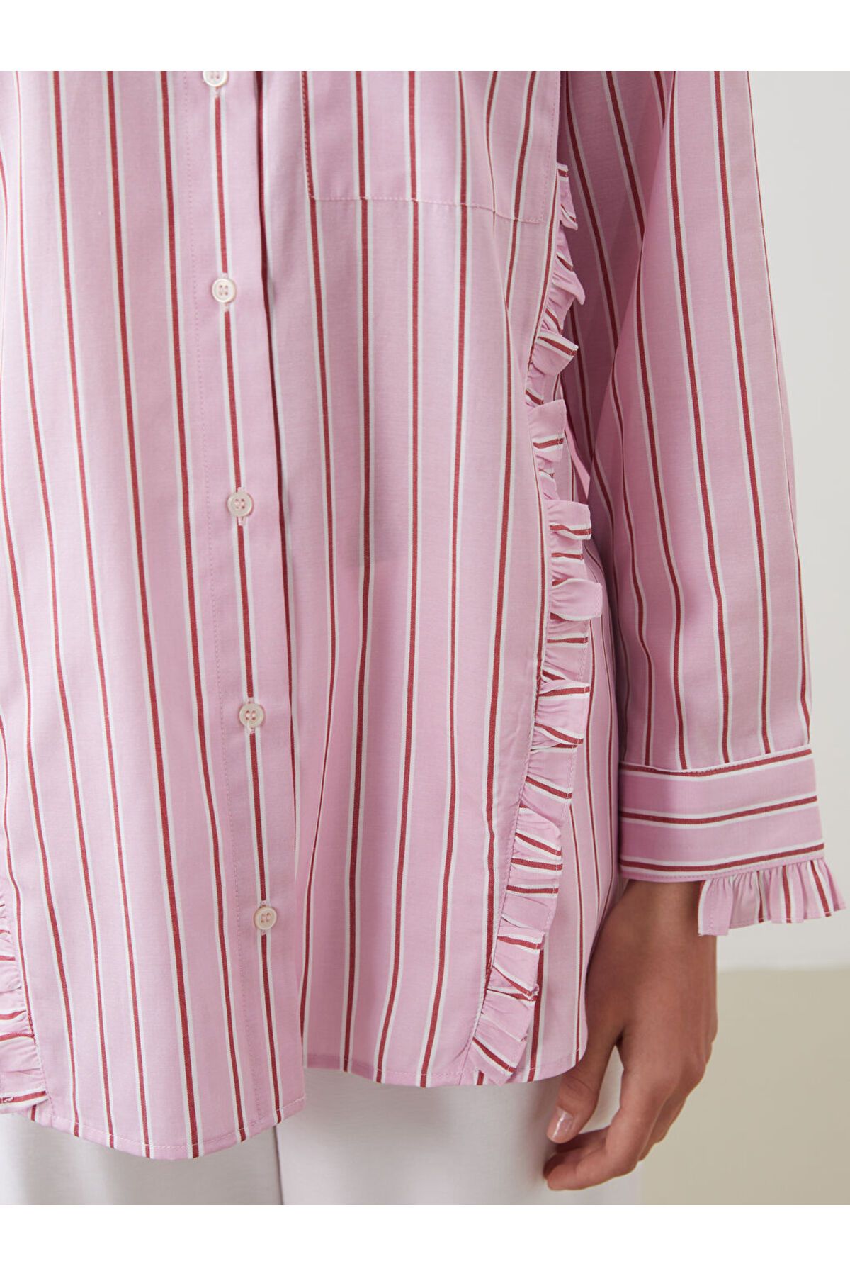 LC Waikiki Yeni Sezon Cizgili Oversize Kadin Gomlek Tunik - S5MP91Z8