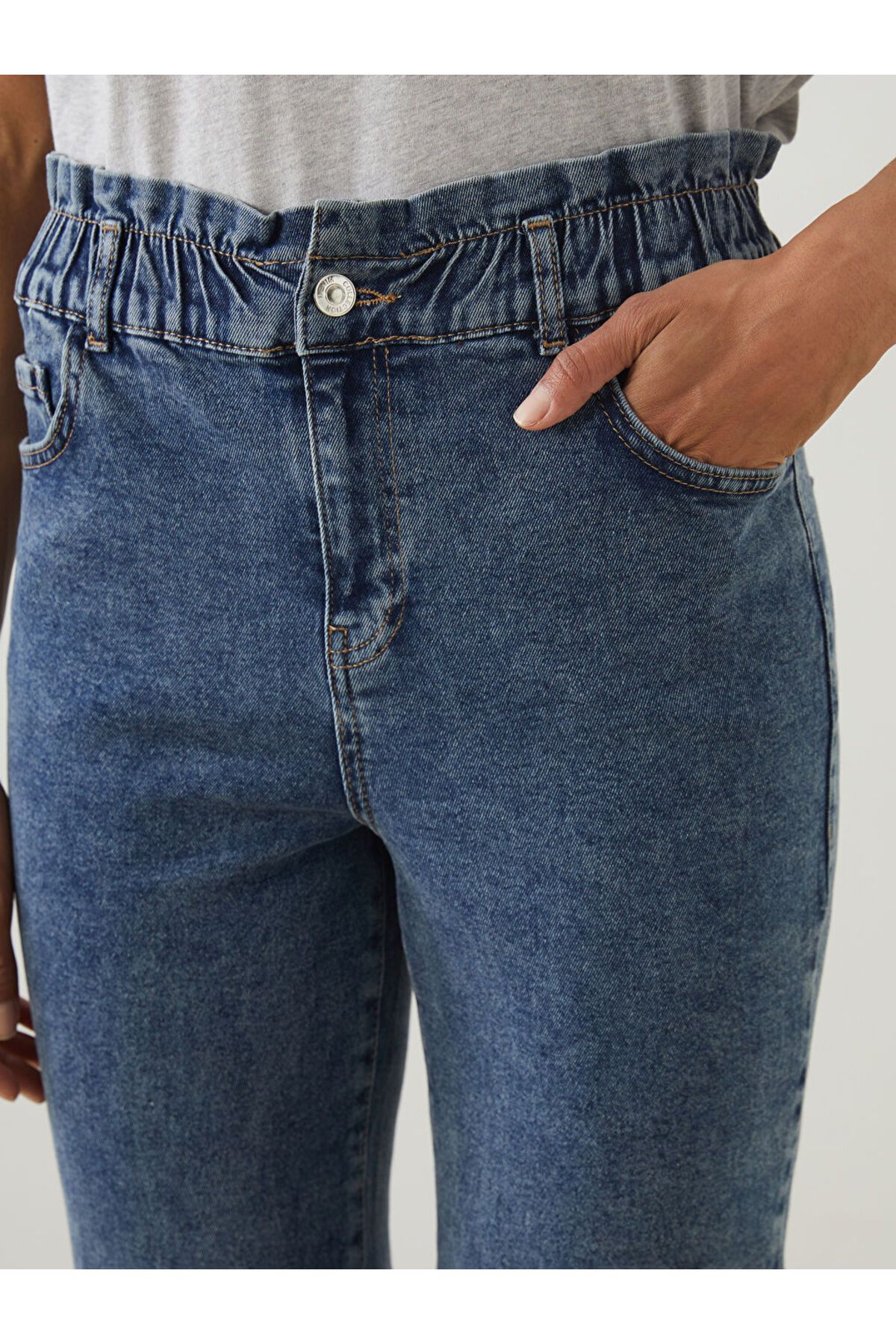 Yeni Sezon Beli Lastikli Slim Mom Kadin Jean Pantolon - S5OA28Z8