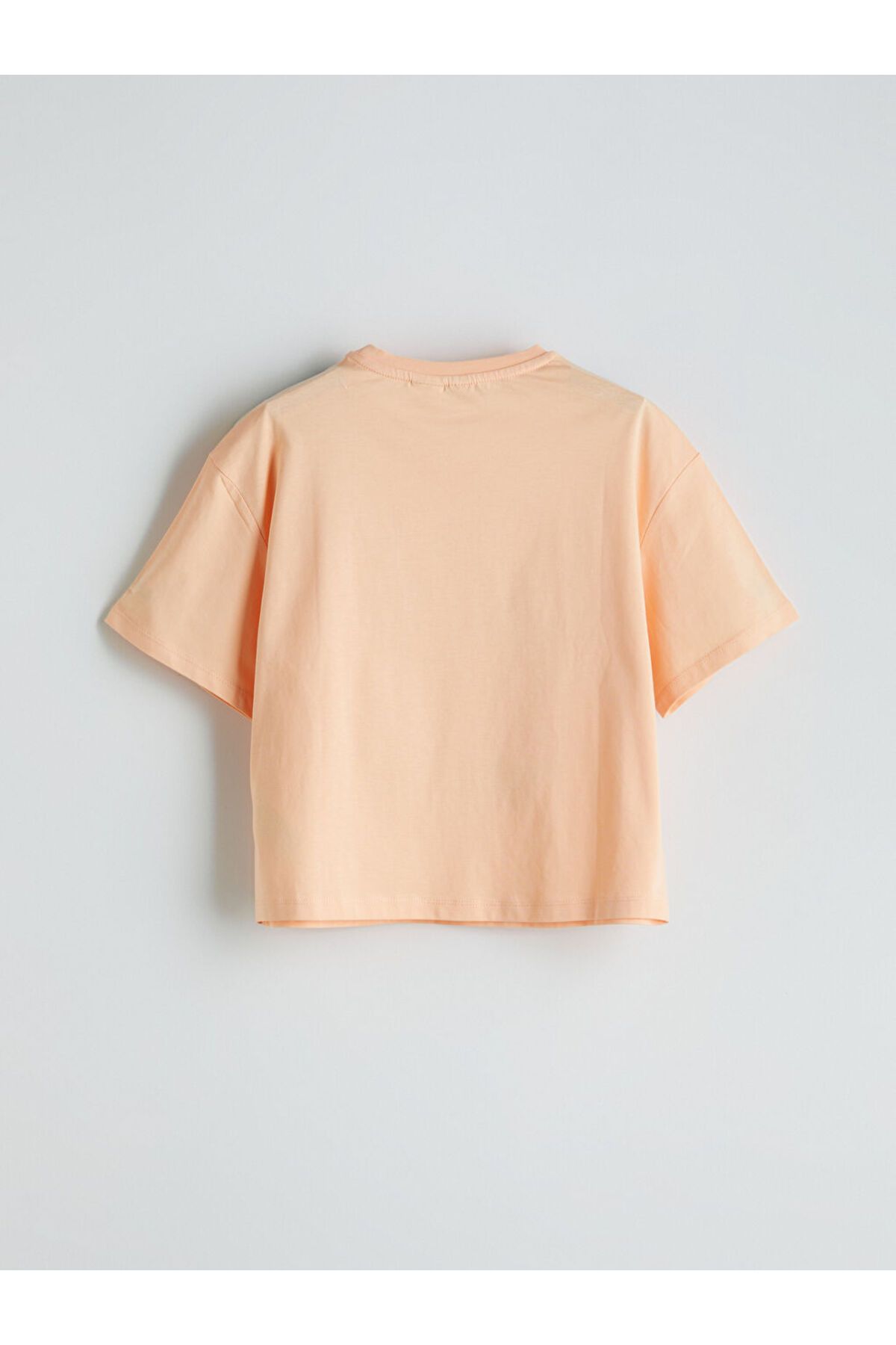 LC Waikiki Yeni Sezon Bisiklet Yaka Stitch Baskili Kiz Cocuk Crop Tisort - S5PS99Z4
