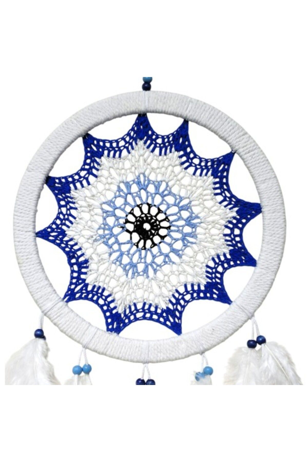 just cheap store Saks Mavisi Nazar Motifli Kuş Tüylü Duvar Süsü