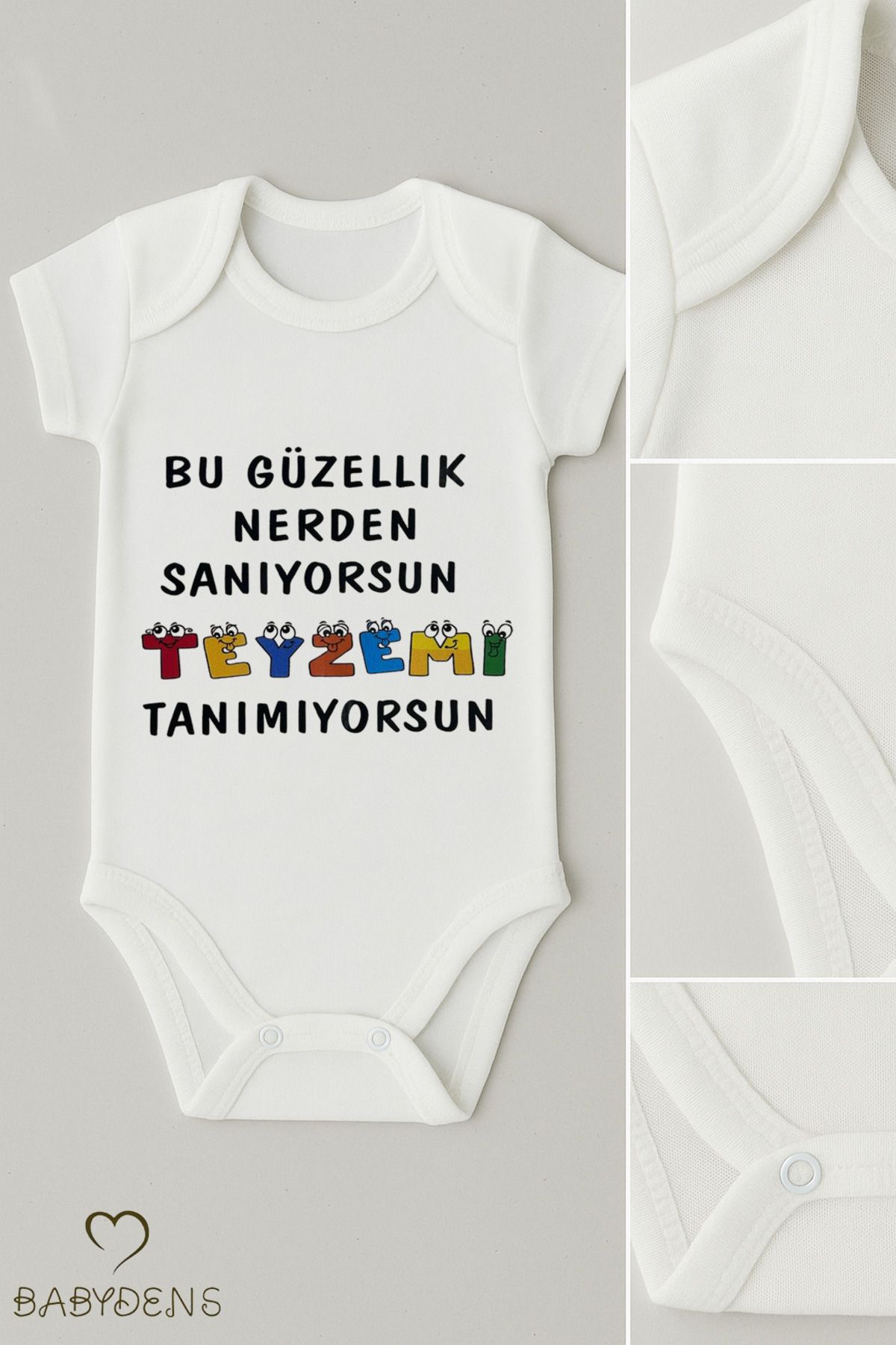 BABYDEN'S Bu Güzellik Nereden Sanıyorsun Teyzemi Tanımıyorsun Yazılı Bebek Body Pamuklu Çıtçıtlı Tulum Zıbın