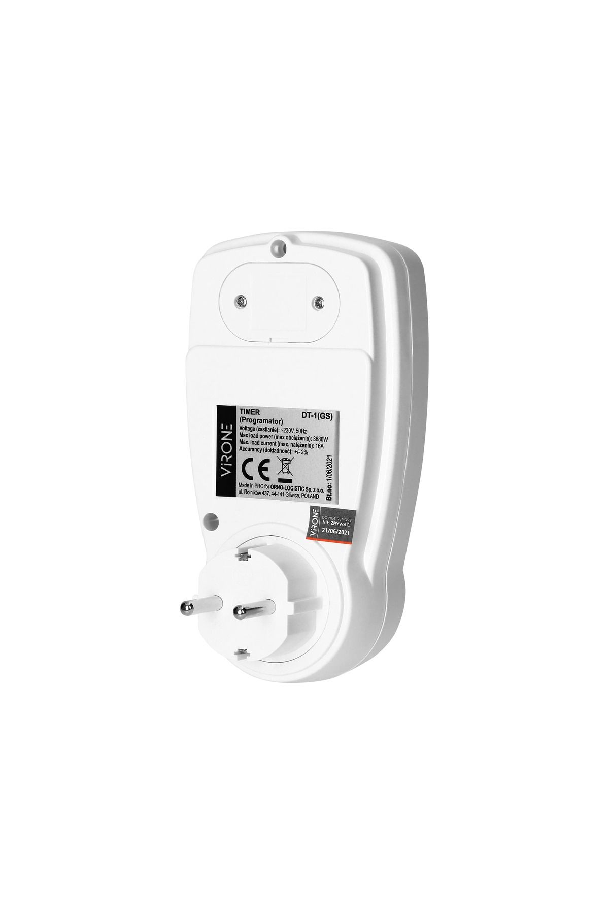 Virone-Programmable socket VIRONE DT-1(GS), schuko, 230V, 16A, 3680W, 12/24 hours, IP20, 16 programs, white 6