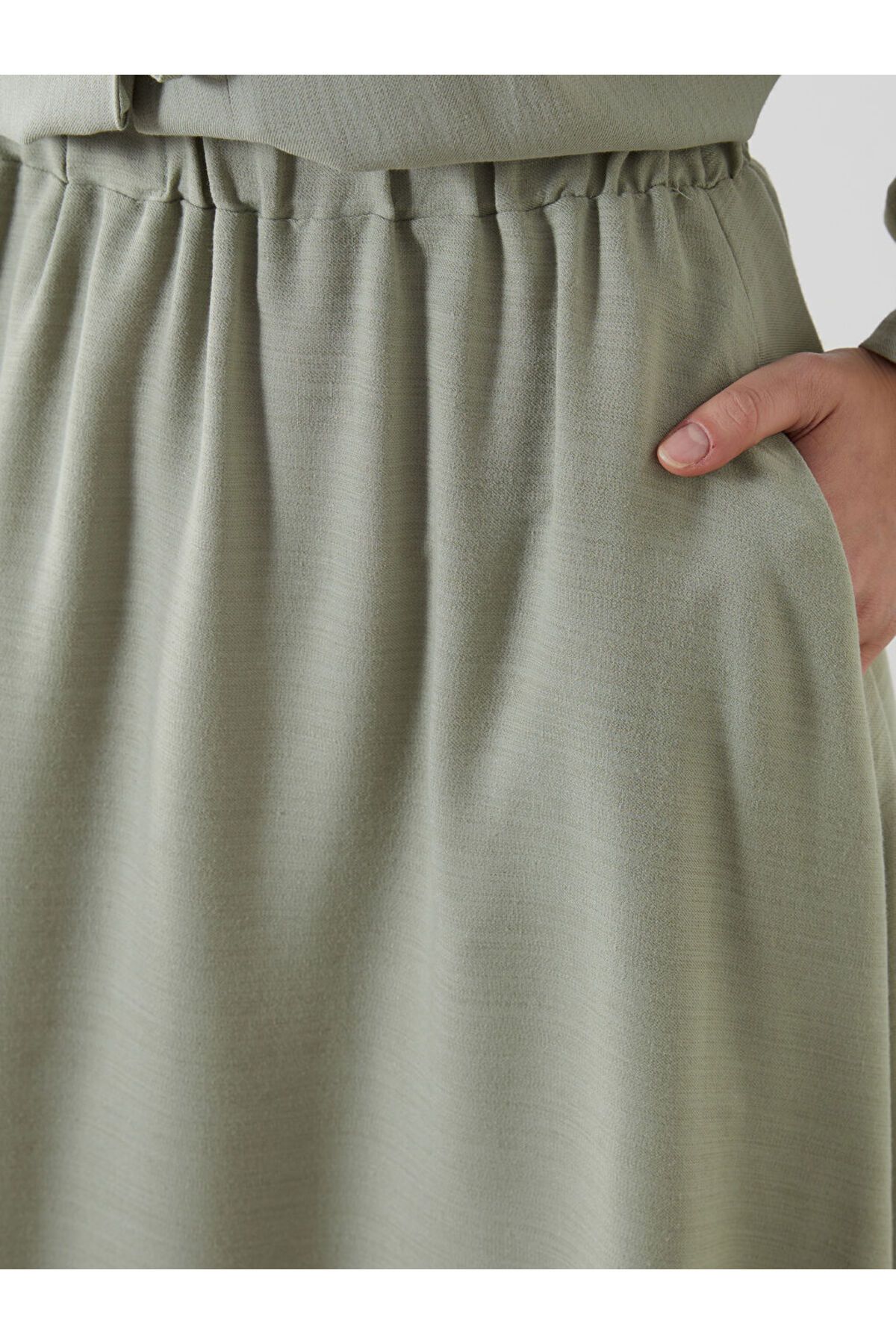 LC Waikiki-Lcw Elastic Waist Linen Blend Skirt Fast Fashion 4