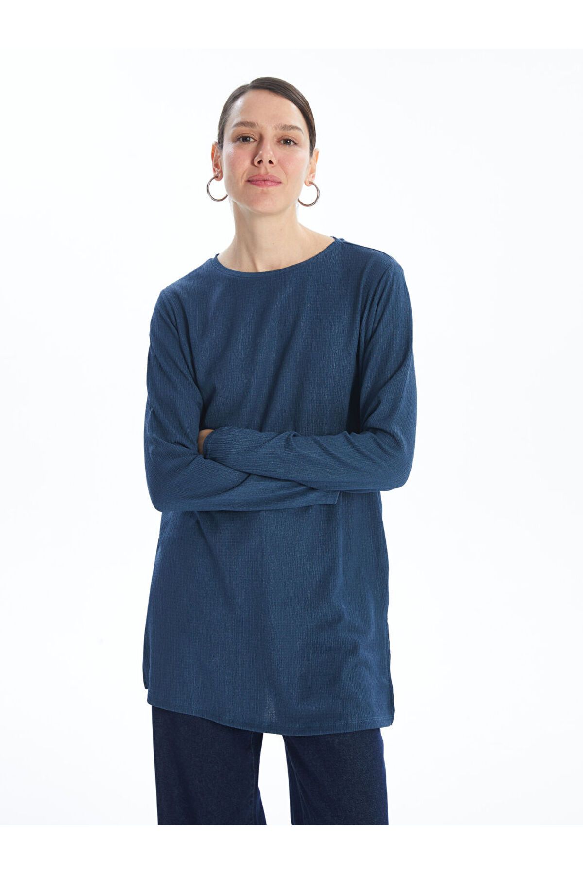 LC Waikiki Yeni Sezon Bisiklet Yaka Duz Uzun Kollu Kadin Tunik - S48294Z8