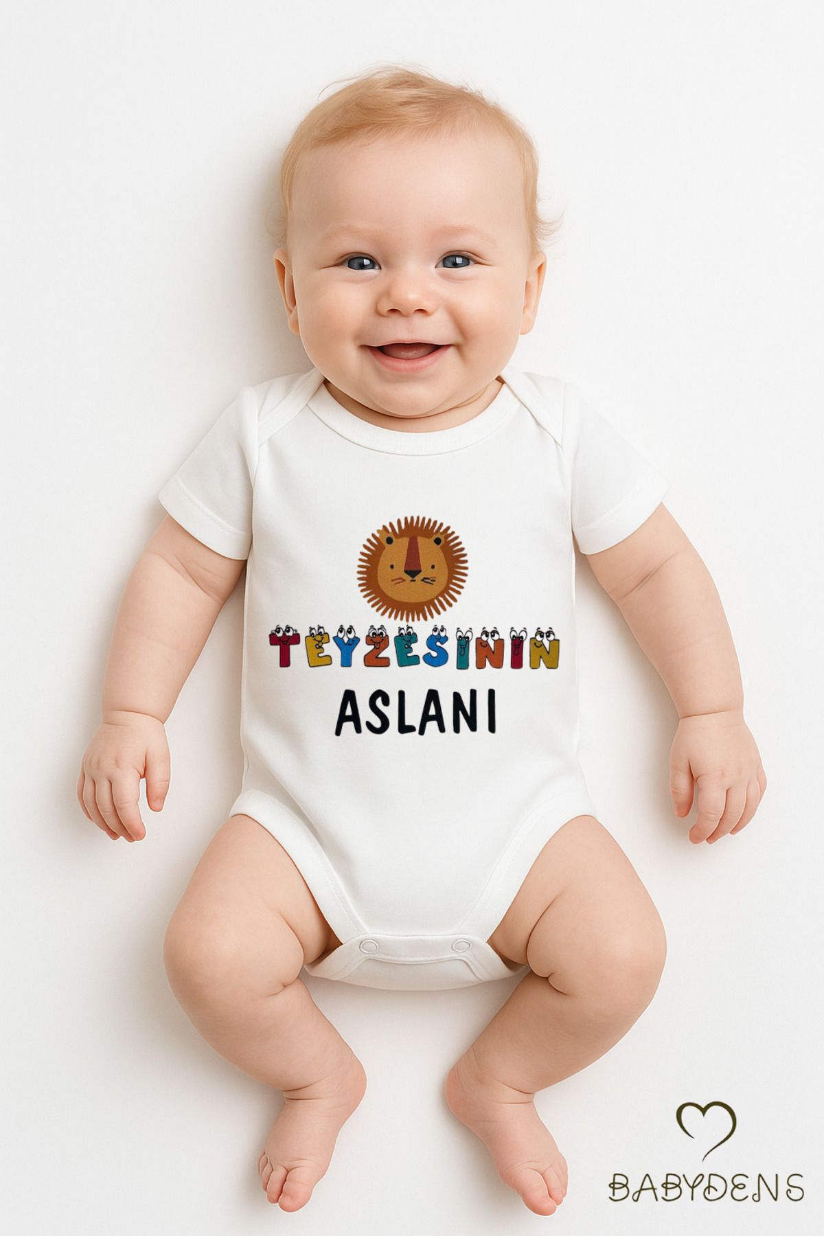 BABYDEN'S Teyzesinin Aslanı Yazılı Bebek Body | %100 Pamuk Çıtçıtlı Tulum Zıbın | Unisex 0-3-24 Ay