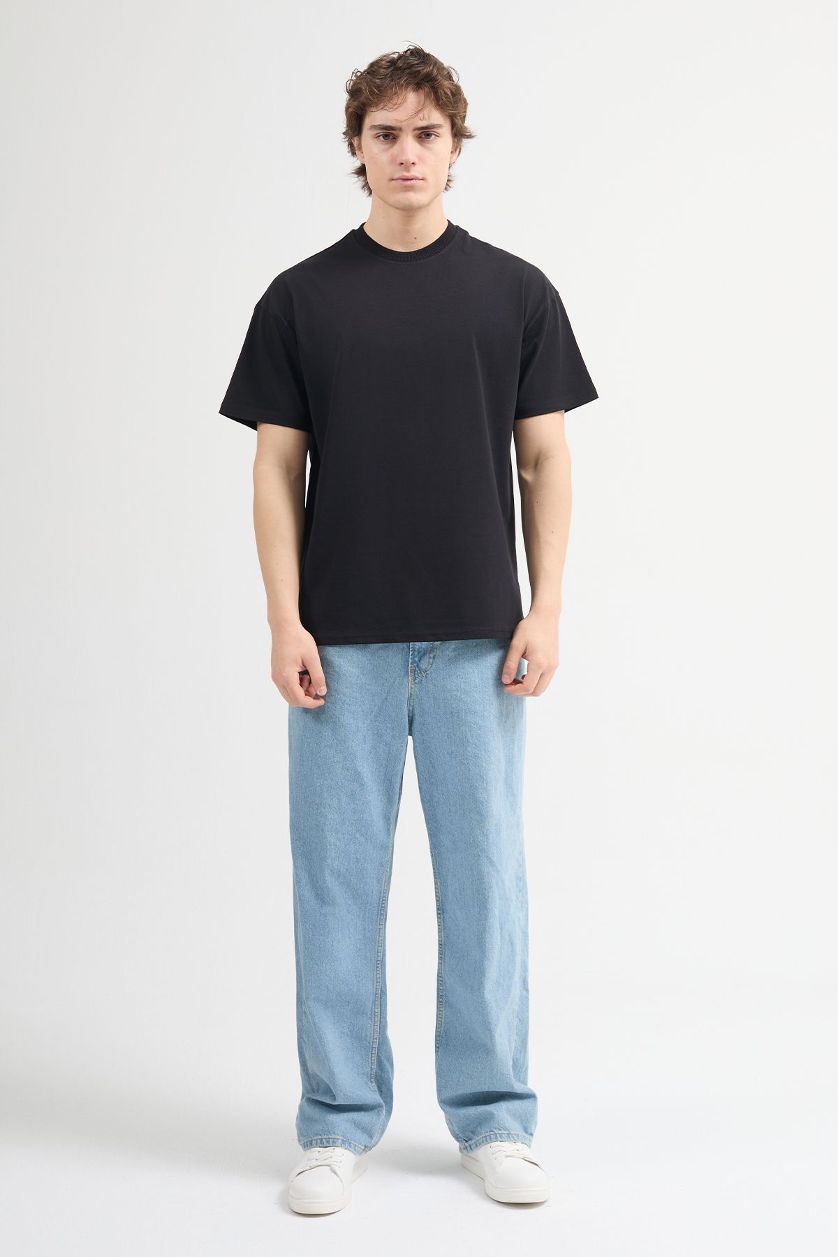 JUD Ricardo 84002 Oversize Siyah Erkek Basic T-Shirt