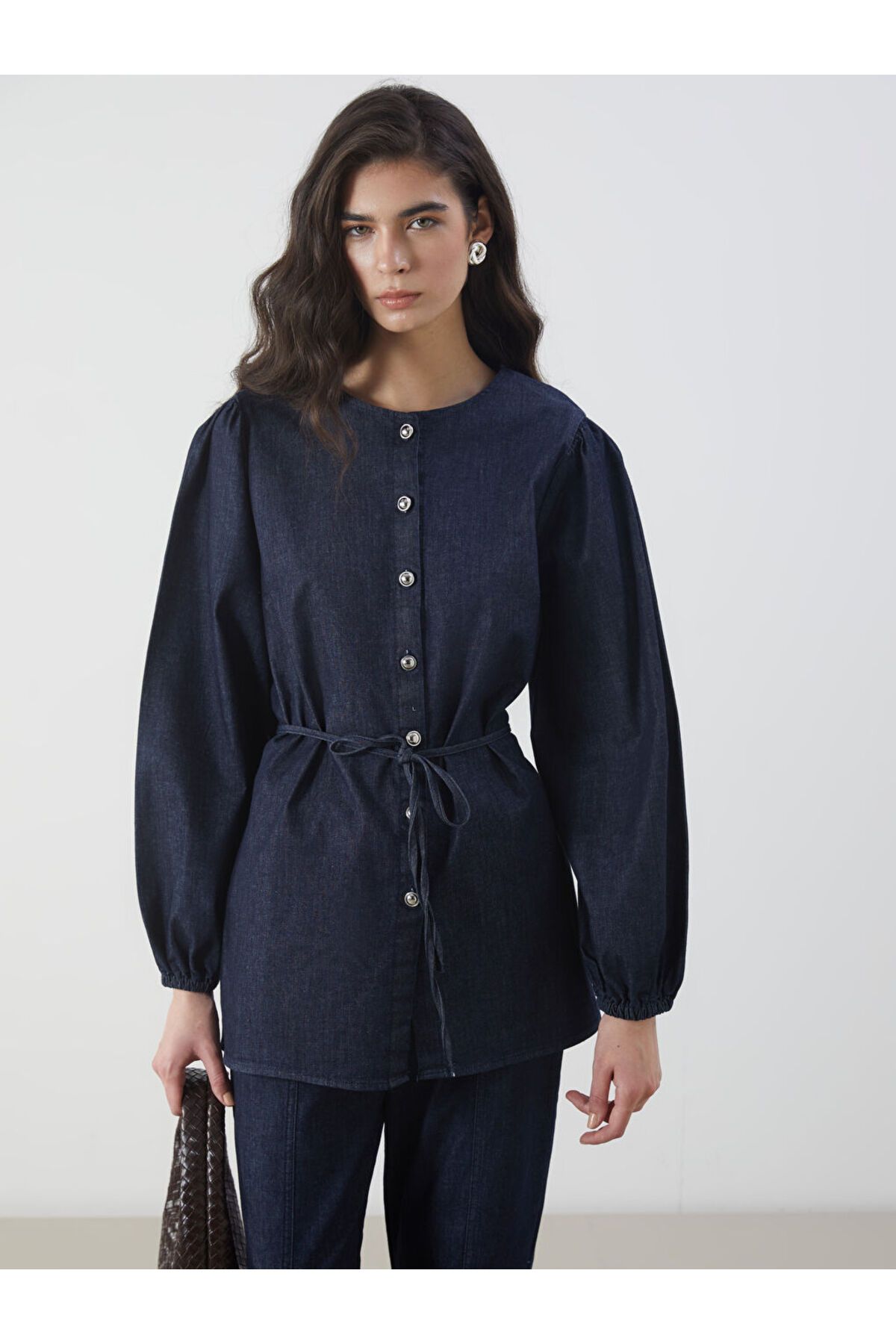 LC Waikiki Yeni Sezon Bisiklet Yaka Kadin Jean Tunik - S5LT12Z8