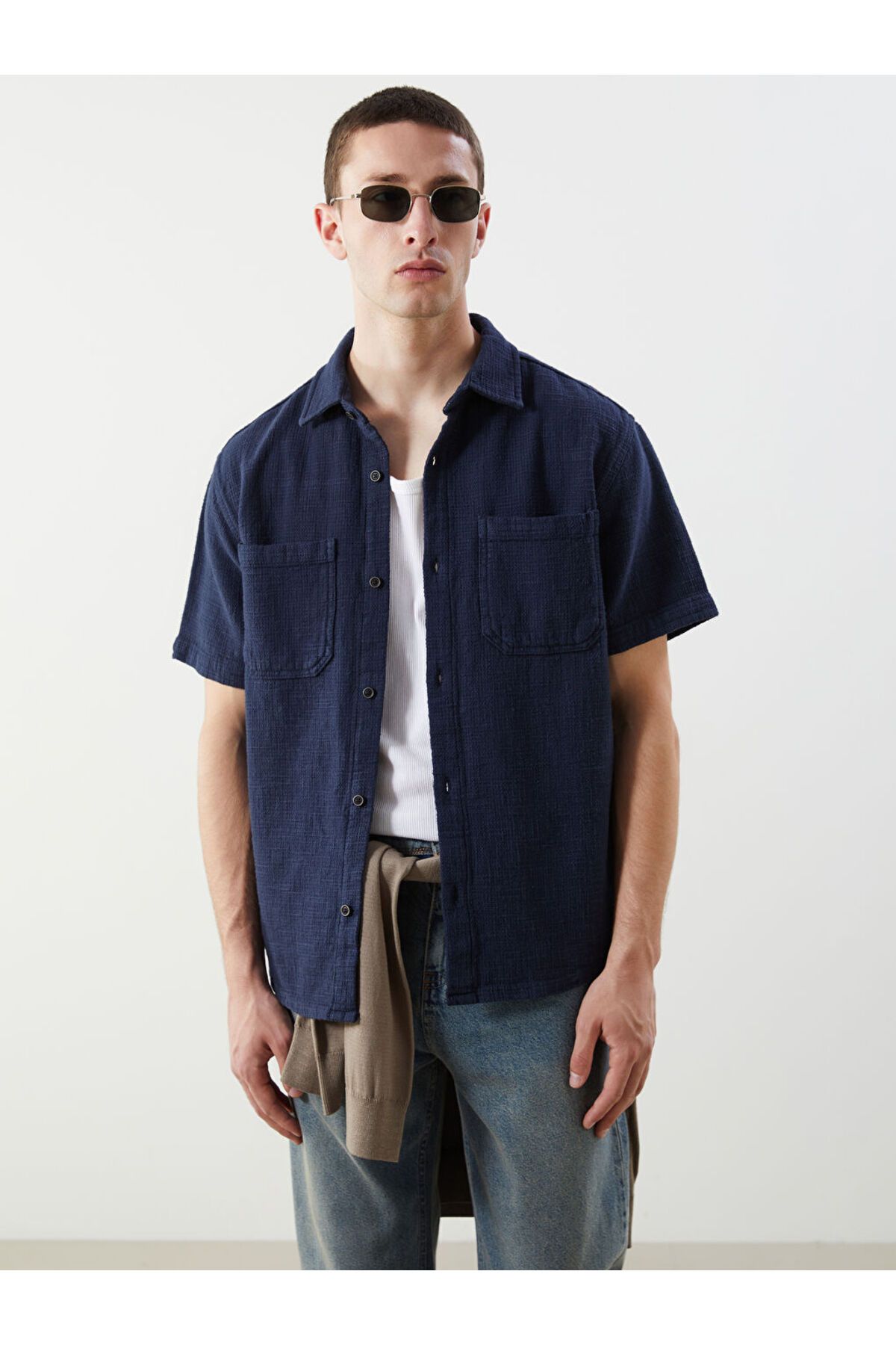 LC Waikiki Yeni Sezon Rahat Kalip Kisa Kollu Erkek Jean Gomlek - S5LU94Z8