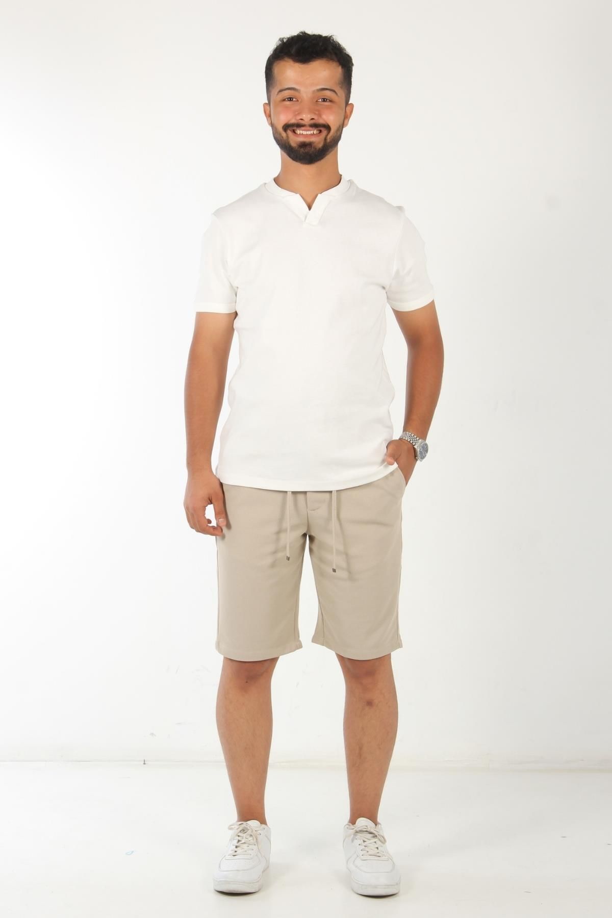 Mckanzie-937 Waist Drawstring Knitted Pattern Fabric Shorts 2