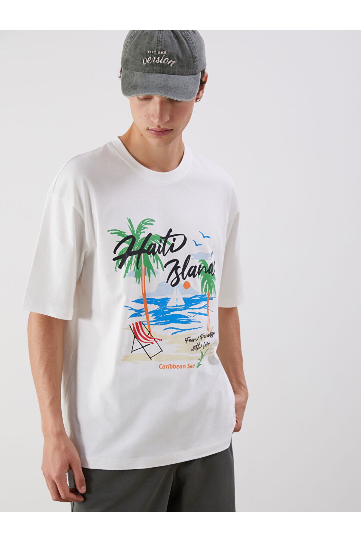 LC Waikiki Yeni Sezon Bisiklet Yaka Baskili Penye Erkek Tisort - S5QN87Z8