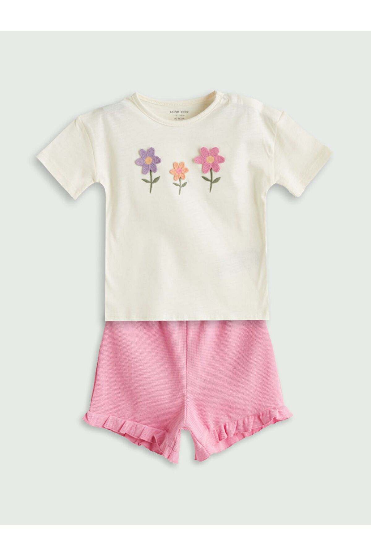 LC Waikiki Yeni Sezon Bisiklet Yaka Cicekli Kiz Bebek Bluz ve Sort 2'li - S5H508Z1