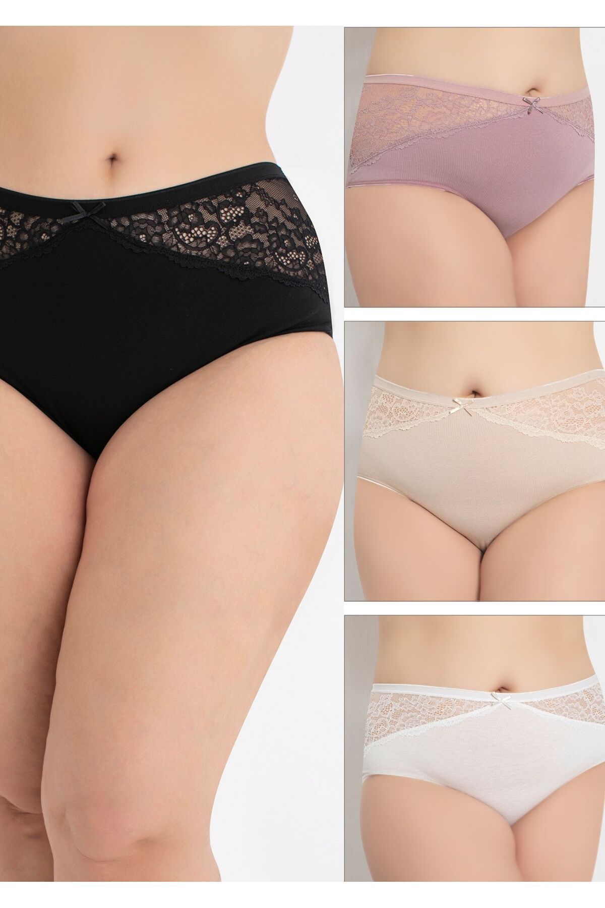 CONFEO Kadin Battal Dantelli̇ Külot 4'lü Paket