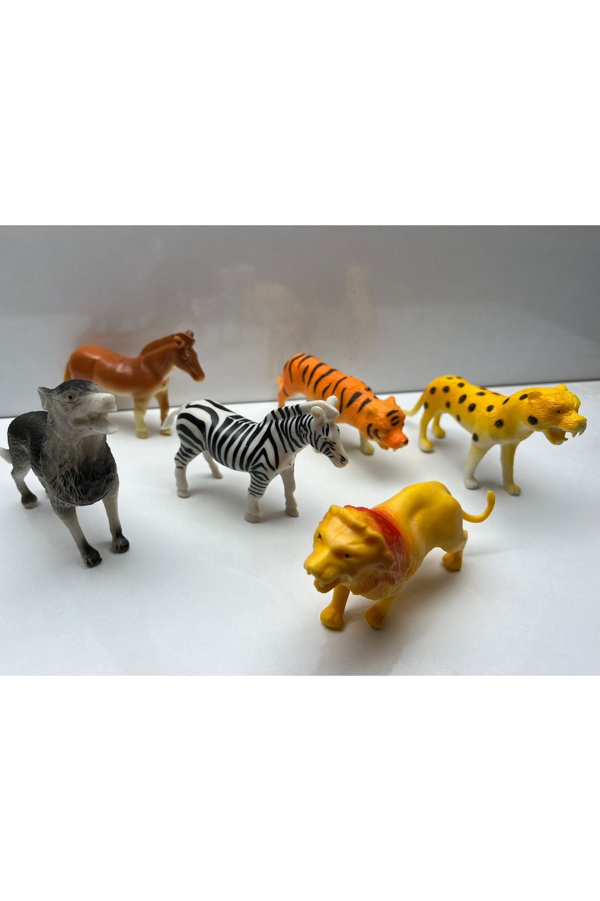 afreyz oyuncak Vahşi Hayvanlar 6'Lı Oyuncak Orman Hayvanları Set Aslan Kurt At Zebra Kaplan Vahşi Hayvan Set