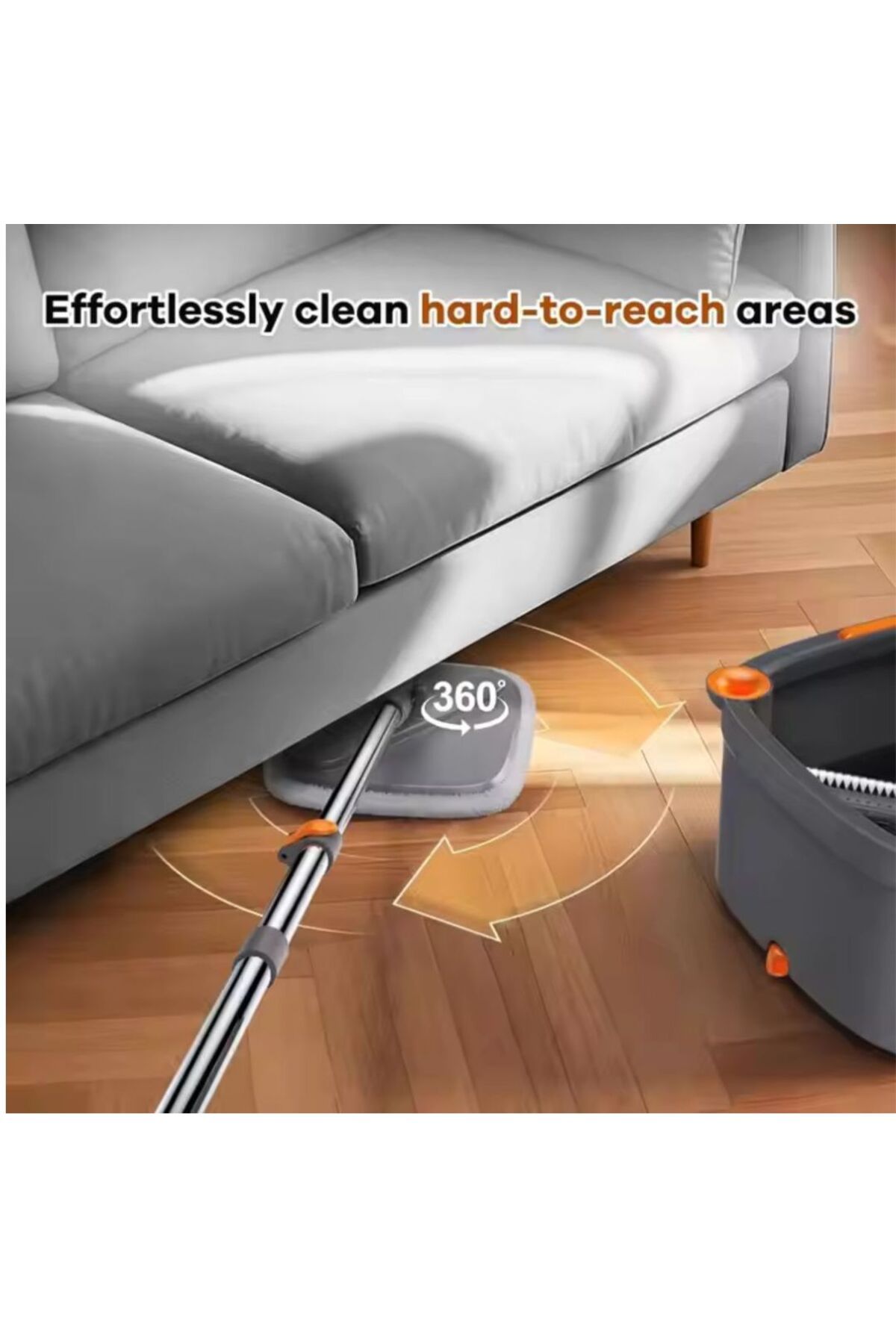 Denx-Upgraded Smart Floor Mop and Bucket, Flat Mop Set with Clean Water Dirty Water Separation System 3