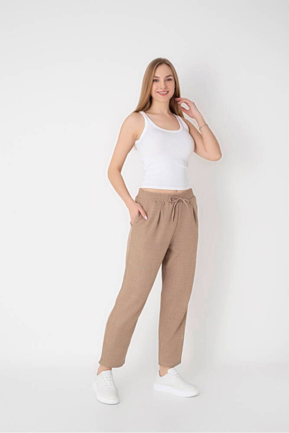 Star BESTTREND KADIN VİZON KETEN CEPLİ PANTOLON