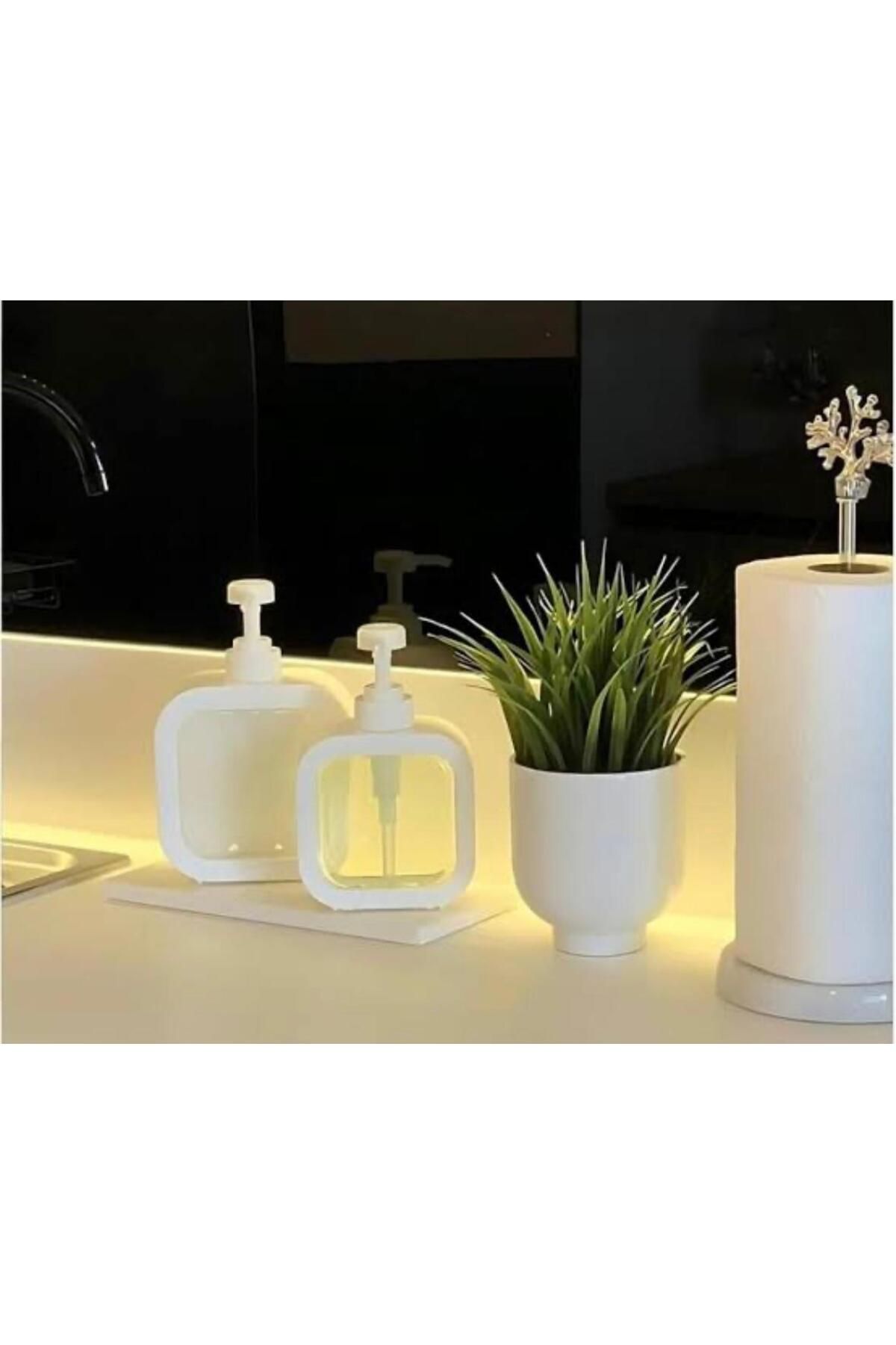 Est Home 500 ml Tezgah Üstü Dikdörtgen Banyo Mutfak Sıvı Sabunluk | Banyo Mutfak Bulaşık Lavabo Deterjanlık