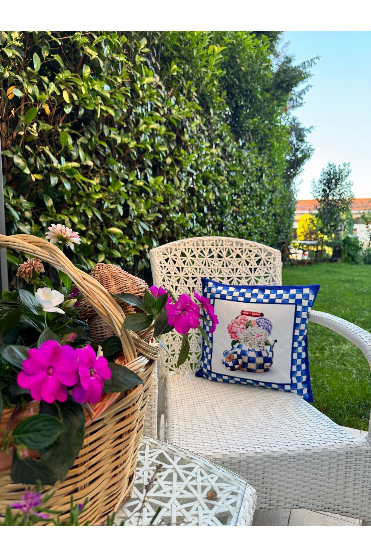 Merve Kaymakcı MAVİ DAMALI DESEN UYUMLU KIRLENT KILIFI