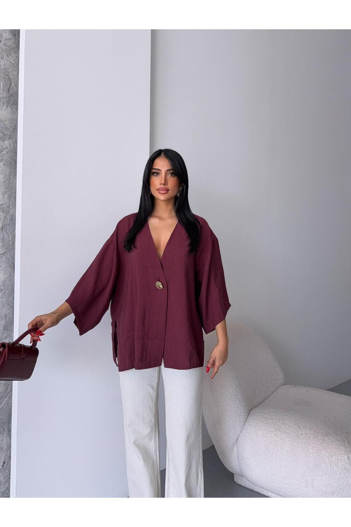 Ekim Store Gold Düğmeli Oversize Gömlek