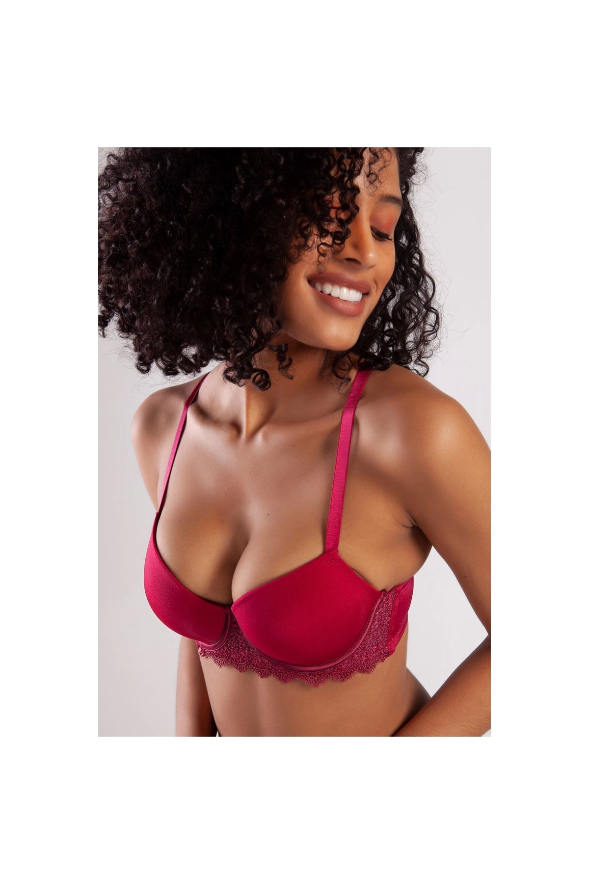 Marsilyan Golshan Garland Big size Plunge Bra, Şarap Rengi Konforlu ve Şık Sütyen