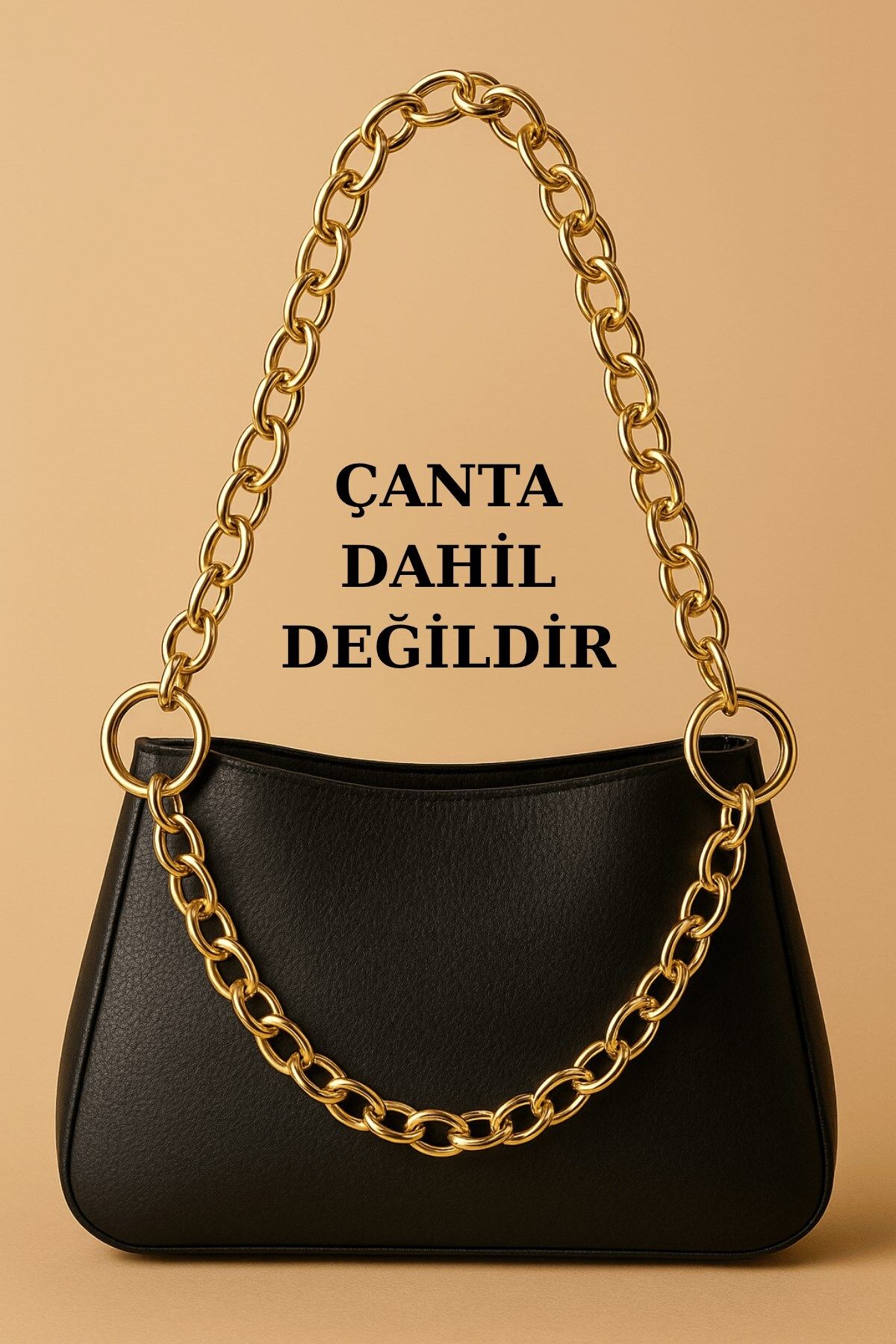 Emtory Home Model 2| Gold Zincirli Yuvarlak Klips Halkalı Çanta Askısı- 90x35cm- Çanta Aksesuarı -Çanta Askısı