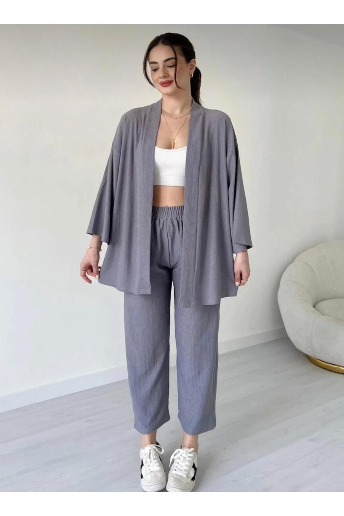 RESSHO Gri Kimono Takım