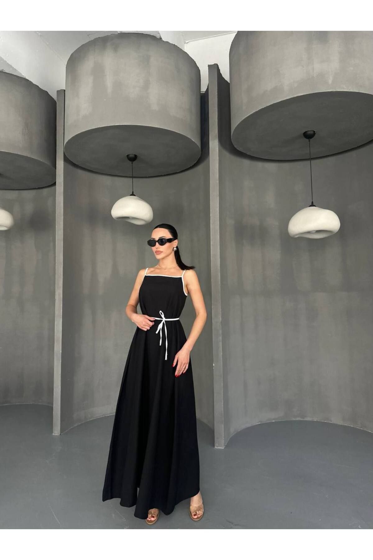 Hotfashion İnce Askılı Biyeli A Kesim Elbise