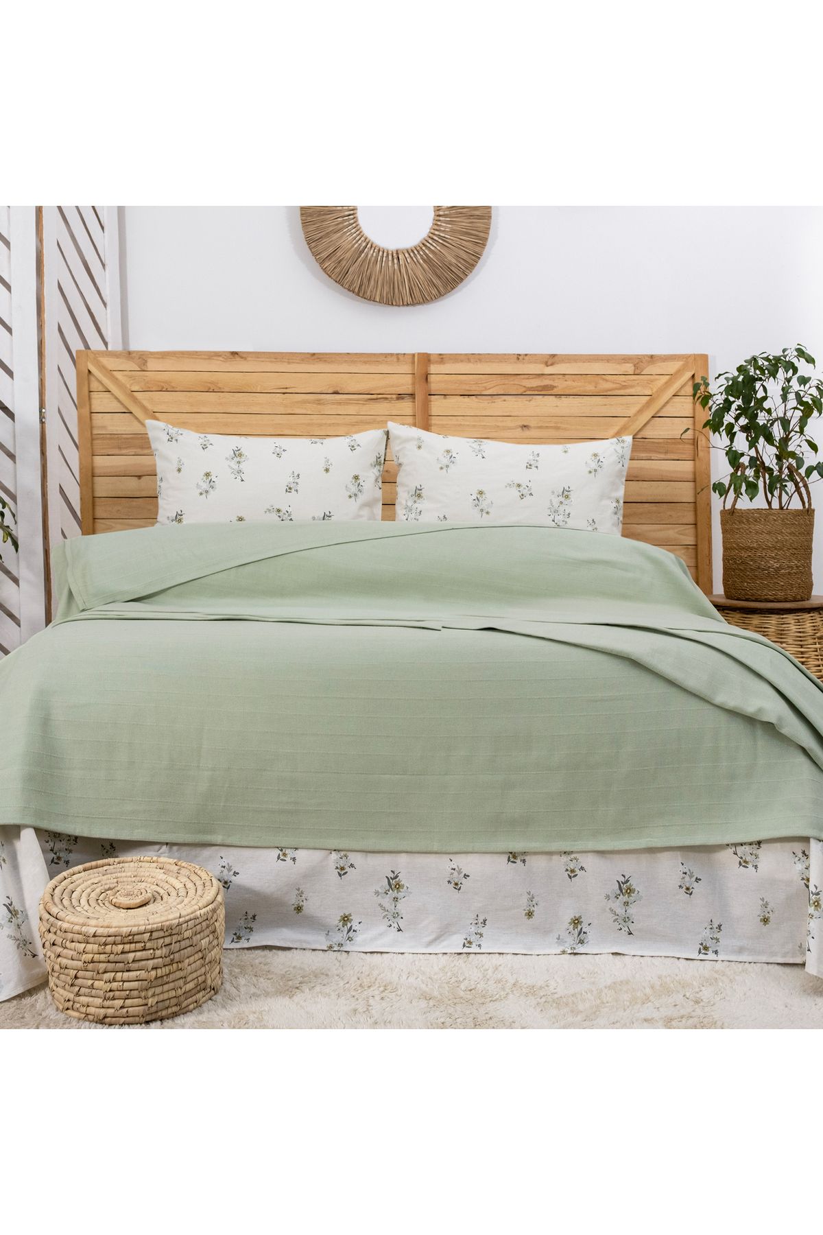 Schafer Home Hera Çift Kişilik Pike Takımı 4 Parça-Yeşil