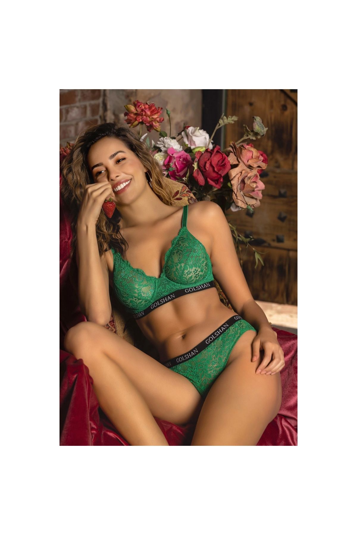 Marsilyan Golshan Gaudy Lace Bra, Yeşil Konforlu ve Şık Sütyen