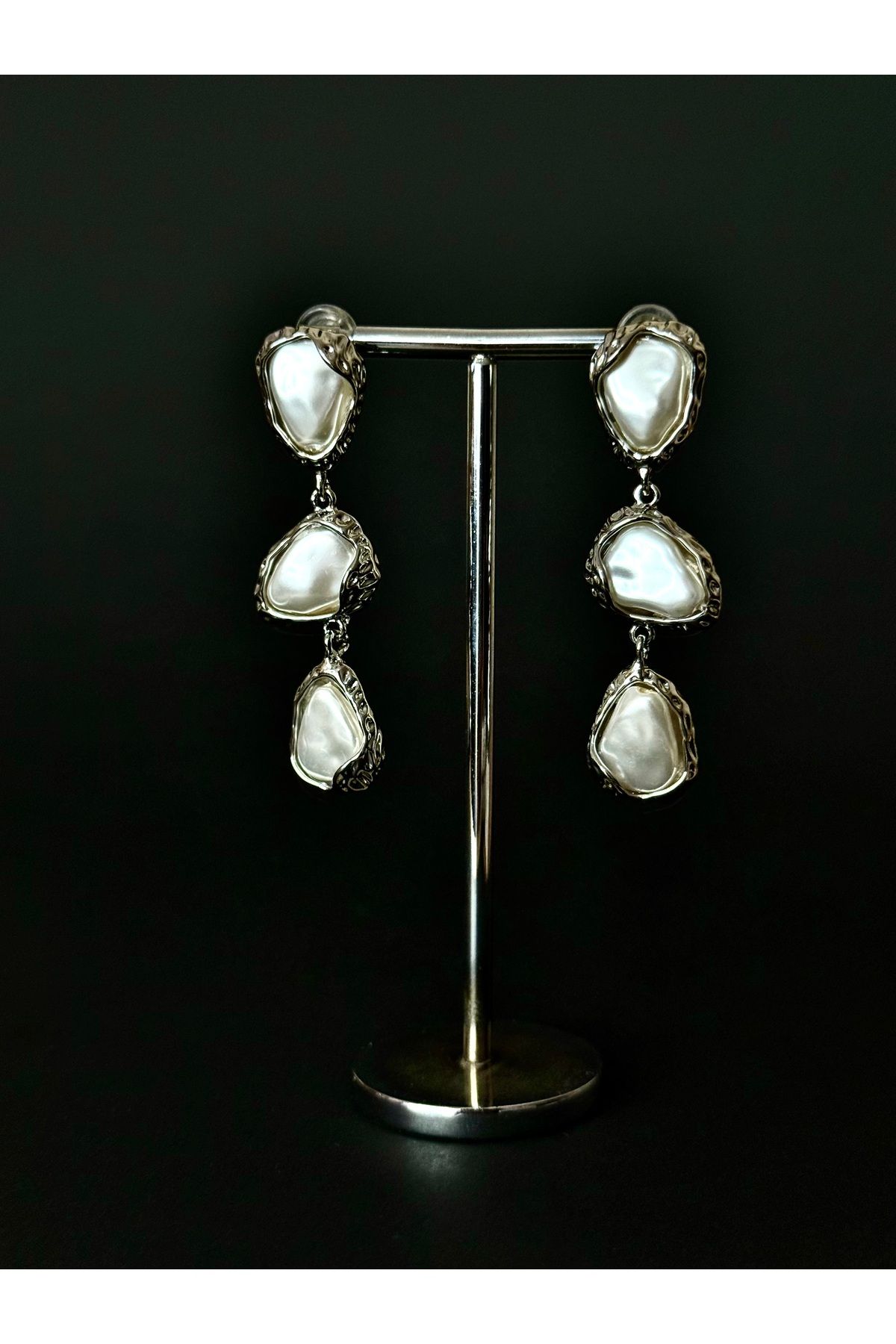 LİORİNAS Barok İnci Silver Çelik Küpe