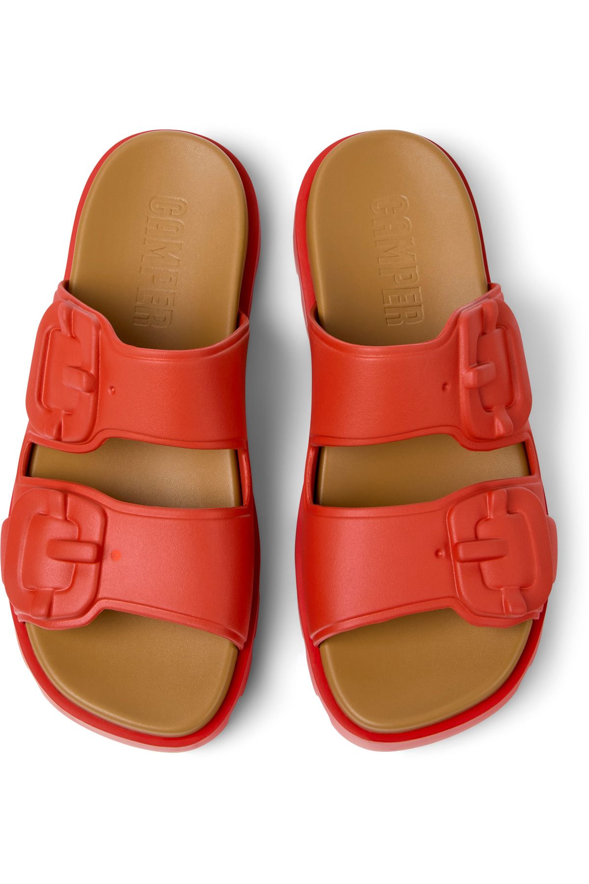 CAMPER-Men's Red Dual Strap Hook and Loop Slippers Lightweight Durable Soft Sole Brutus 3