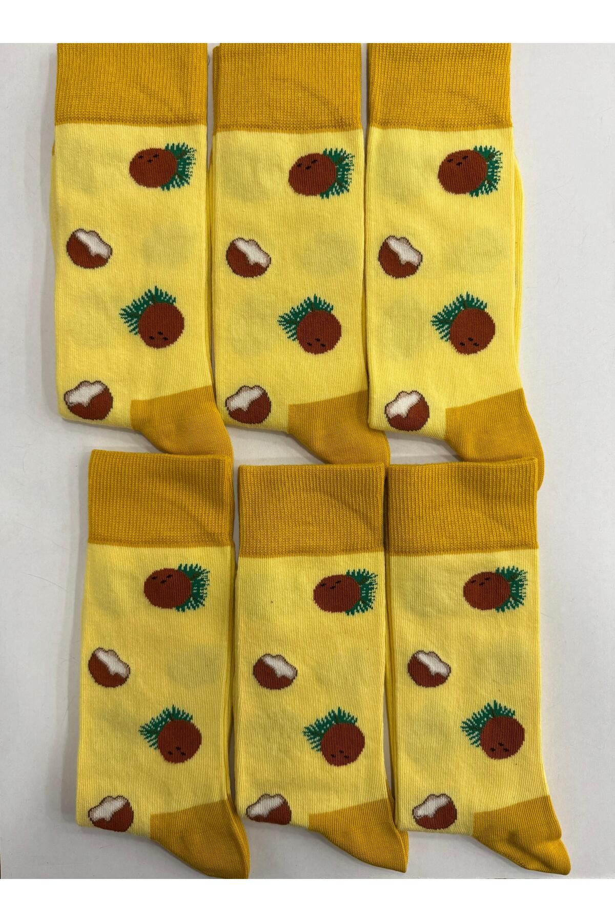 Airsocks 6'lı Paket Unisex Meyve Desenli Soket Çorap