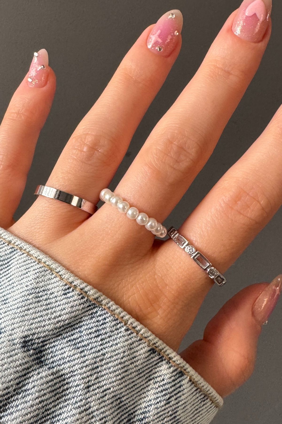 C&E Design Kadın Gümüş Renk 3'lü Harmony Ayarlanabilir Yüzük Seti