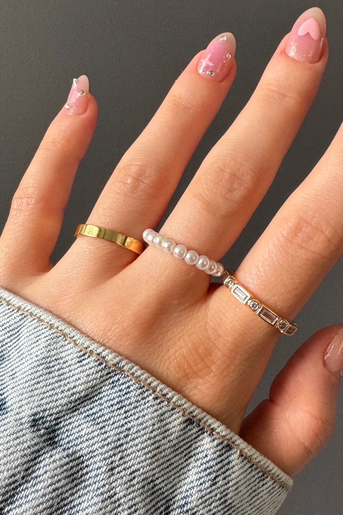C&E Design Kadın Gold 3'lü Harmony Ayarlanabilir Yüzük Seti