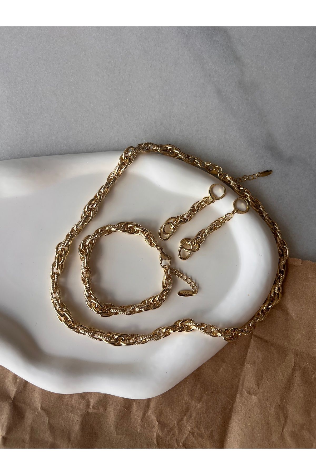 Pinardesign Çelik Aurora Gold Zincir Set