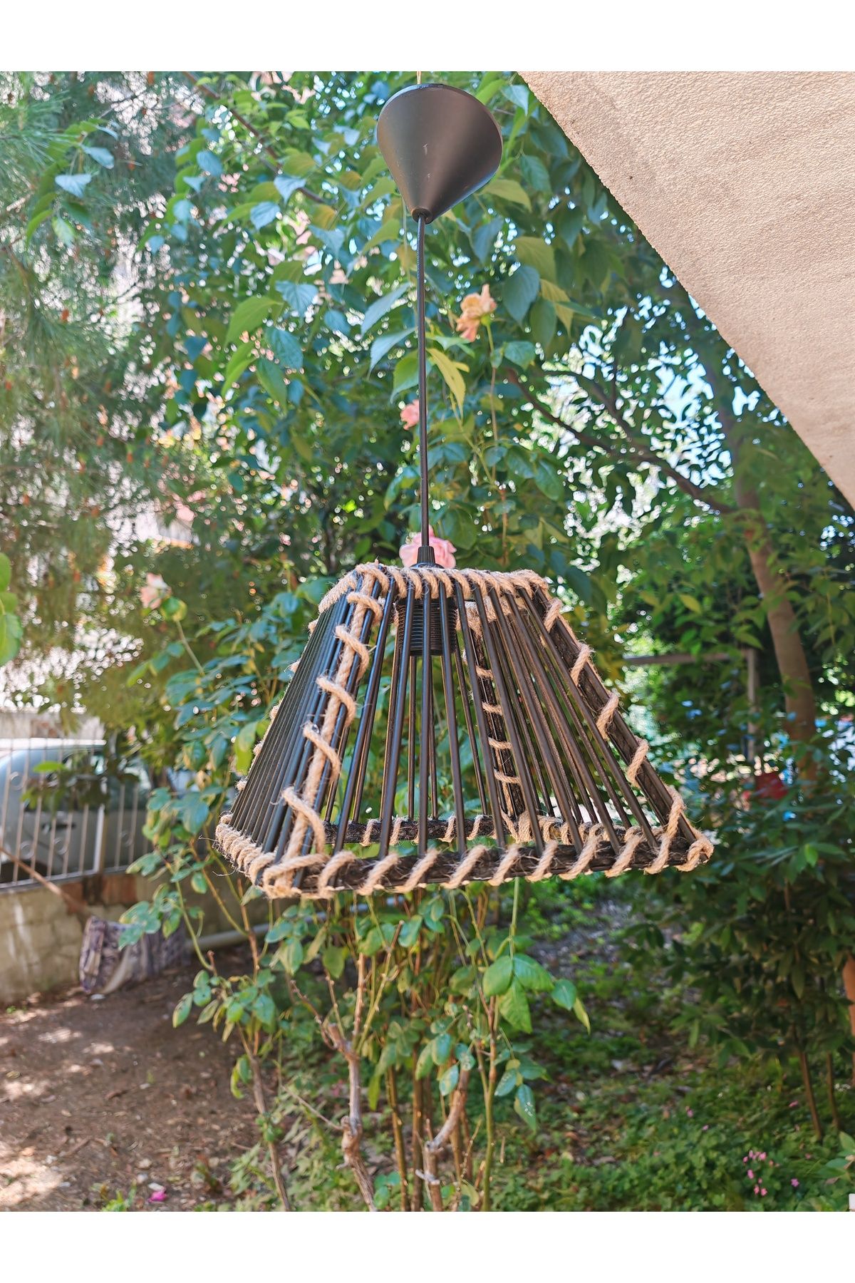 Sou atölye Rattan Bambu Siyah Avize
