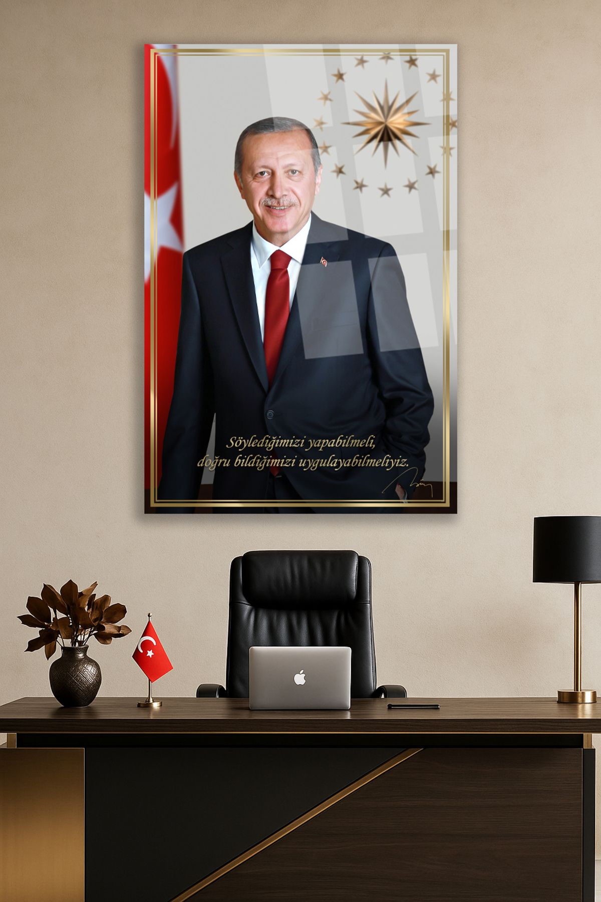TAULART RECEP TAYİP ERDOĞAN TABLOSU AKP HEDİYE KIRILMAZ LÜKS CAM TABLO ULTRA CANLI RENKLER LÜKS HEDİYE TABLO