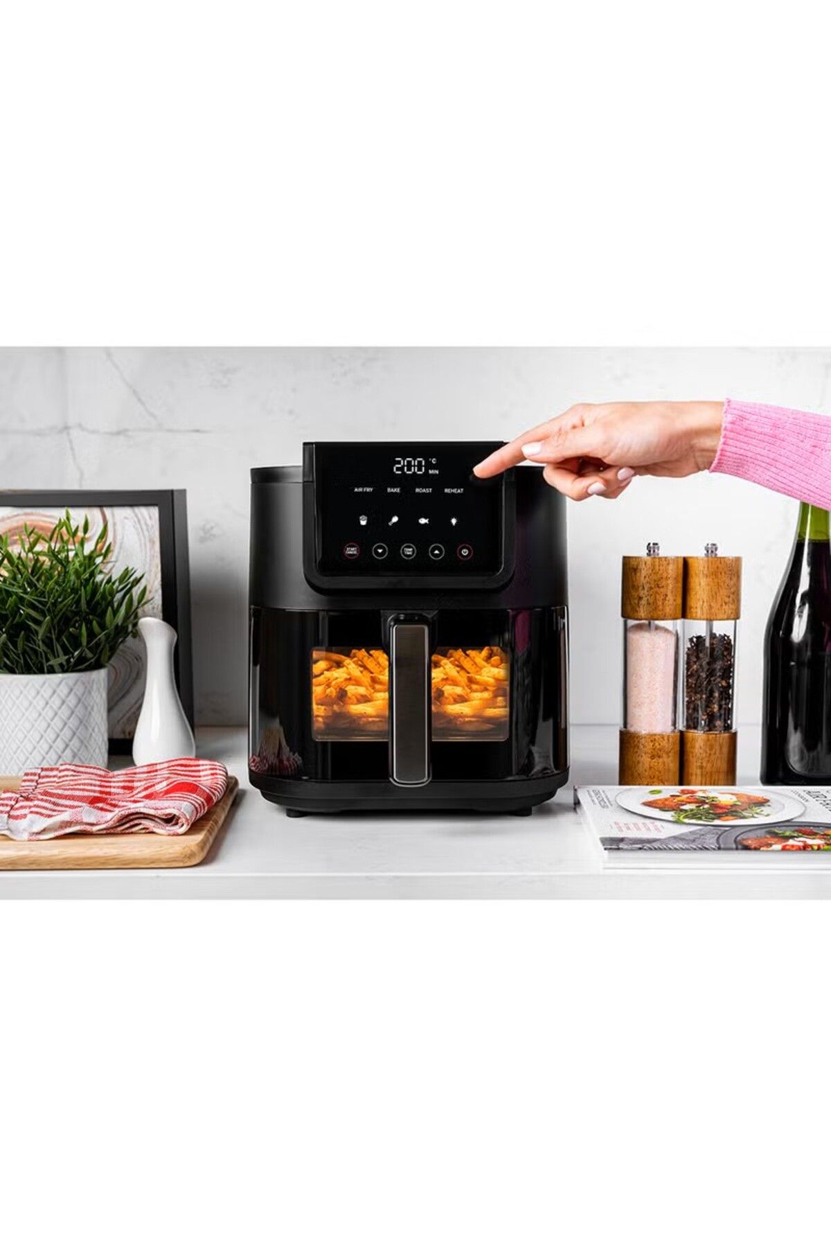 Nutricook-Digital Slim Air Fryer, 5L Capacity with Clear Window & Internal Light, Large Basket, Spac 4