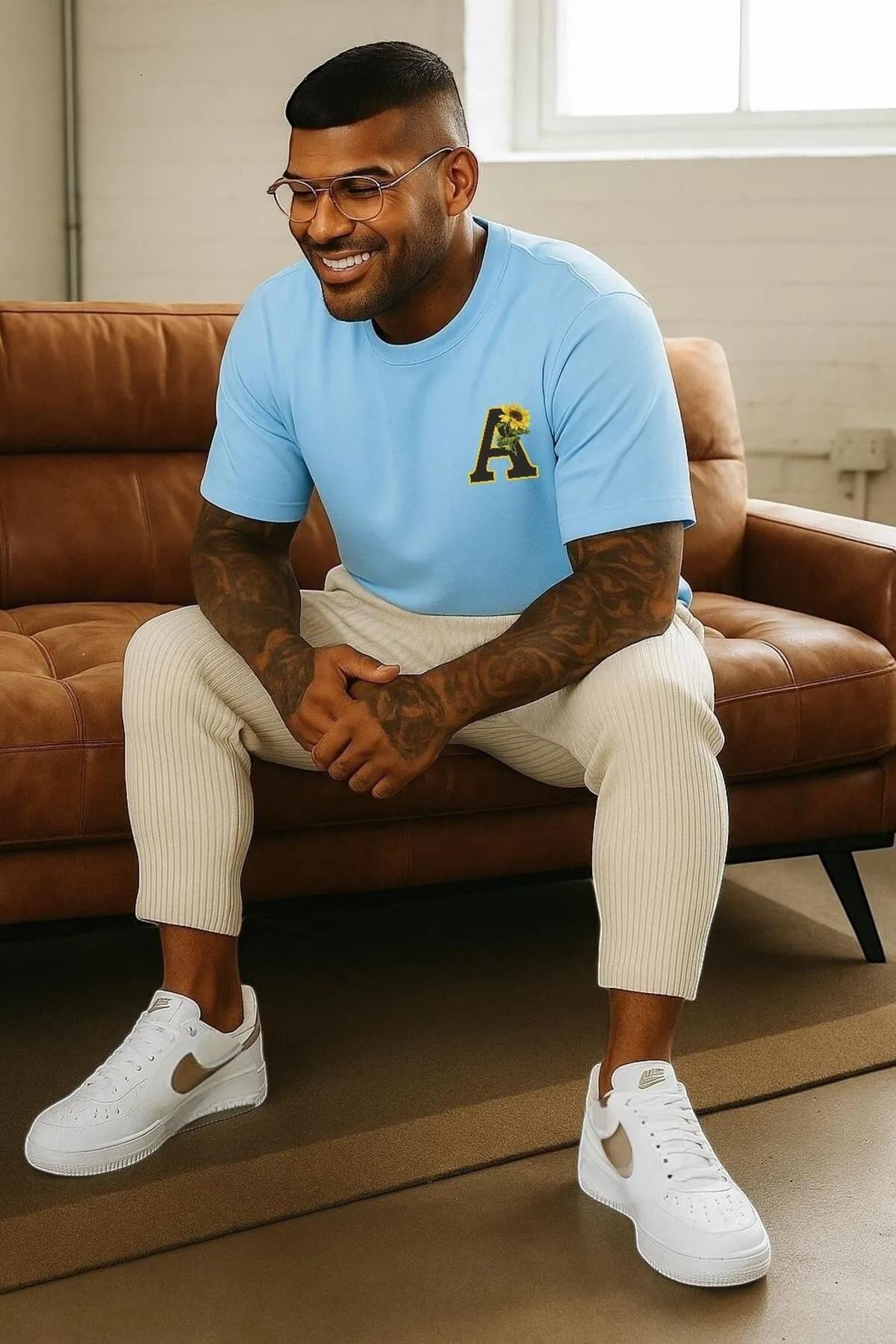 New Shine A Çiçek Baskılı Oversize T-Shirt